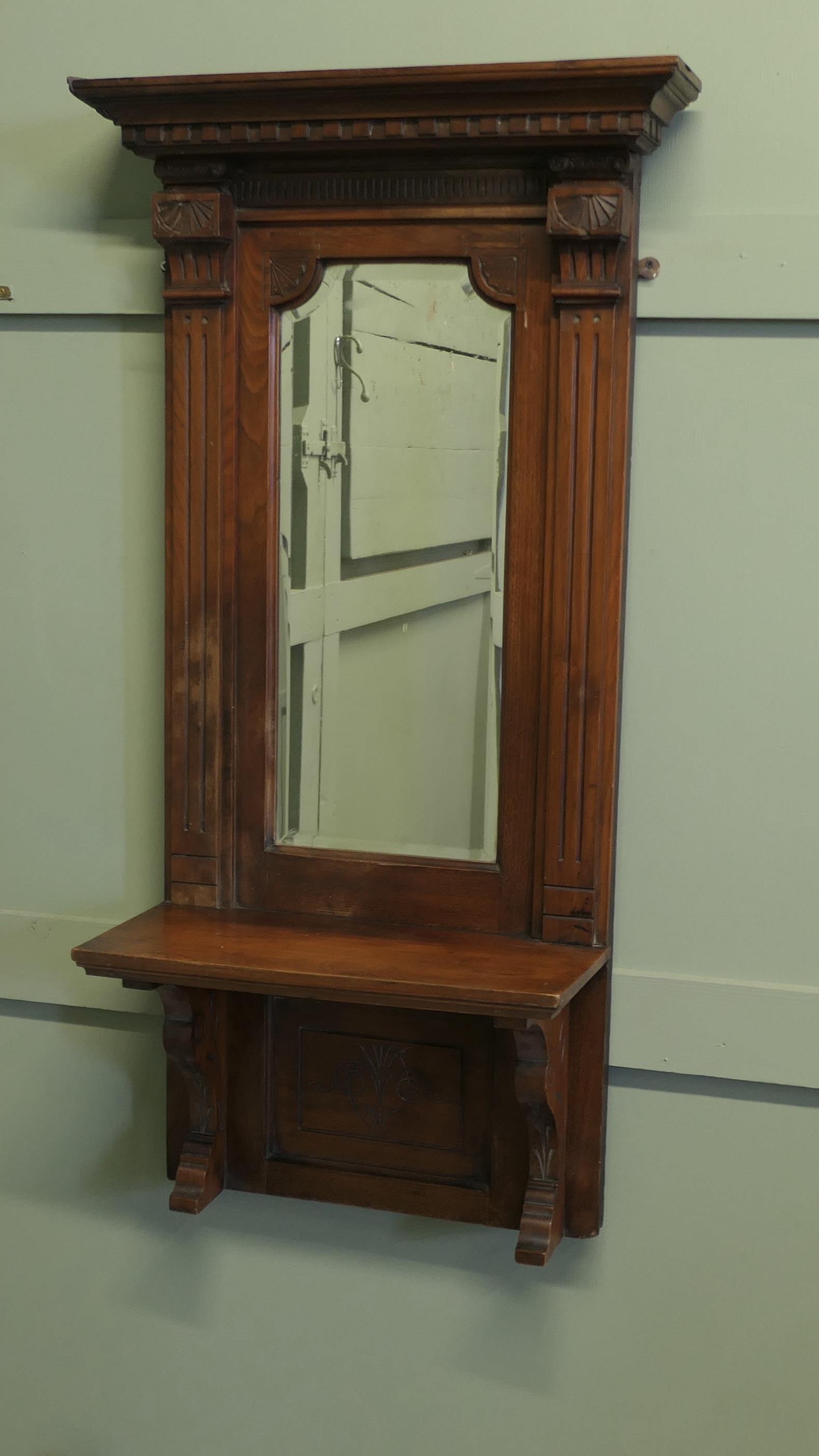 Elegant Wall Hanging Cloakroom Mirror with Shelf, Cloakroom or Bathroom (1 of 6) Elegant Wall Hanging Cloakroom Mirror with Shelf, Cloakroom or Bathroom (1 of 6)
