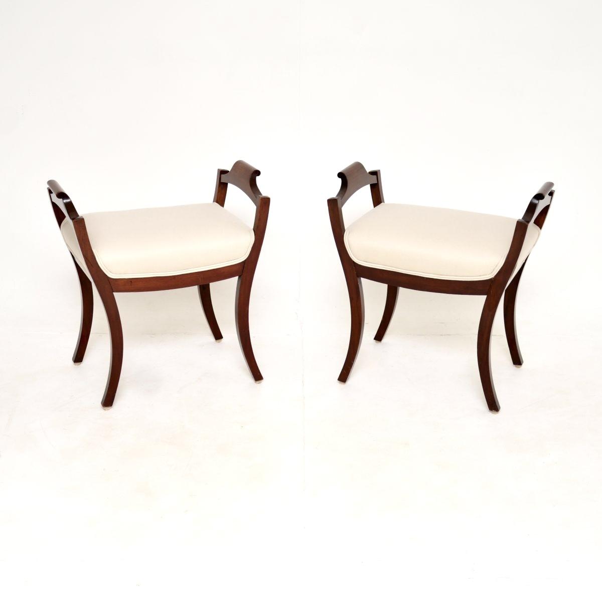 Pair of Antique Swedish Mahogany Stools (1 of 8) Pair of Antique Swedish Mahogany Stools (1 of 8)