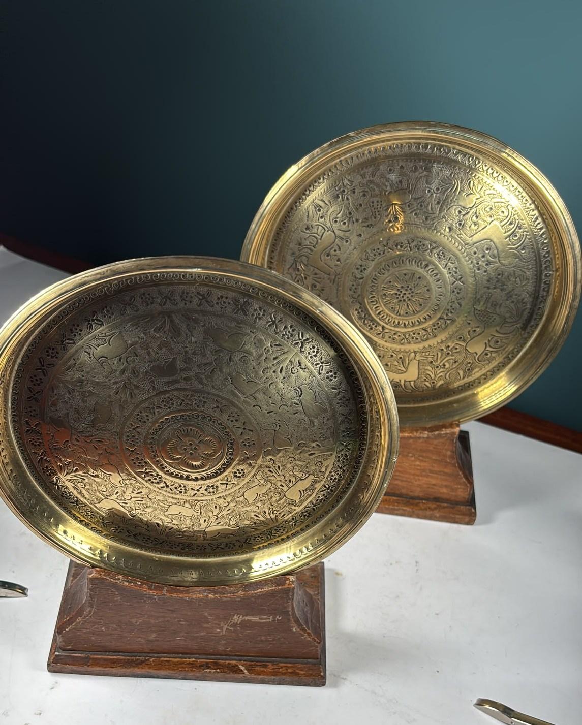 Pair of Indian Vintage Brass Display Plates (1 of 3) Pair of Indian Vintage Brass Display Plates (1 of 3)