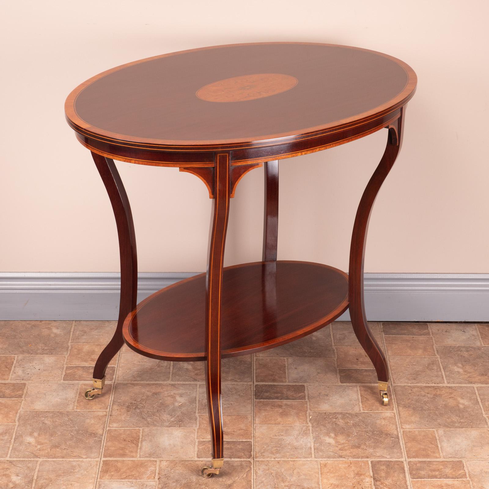 Good Quality Edwardian Inlaid Oval Mahogany Occasional Table (1 of 16)