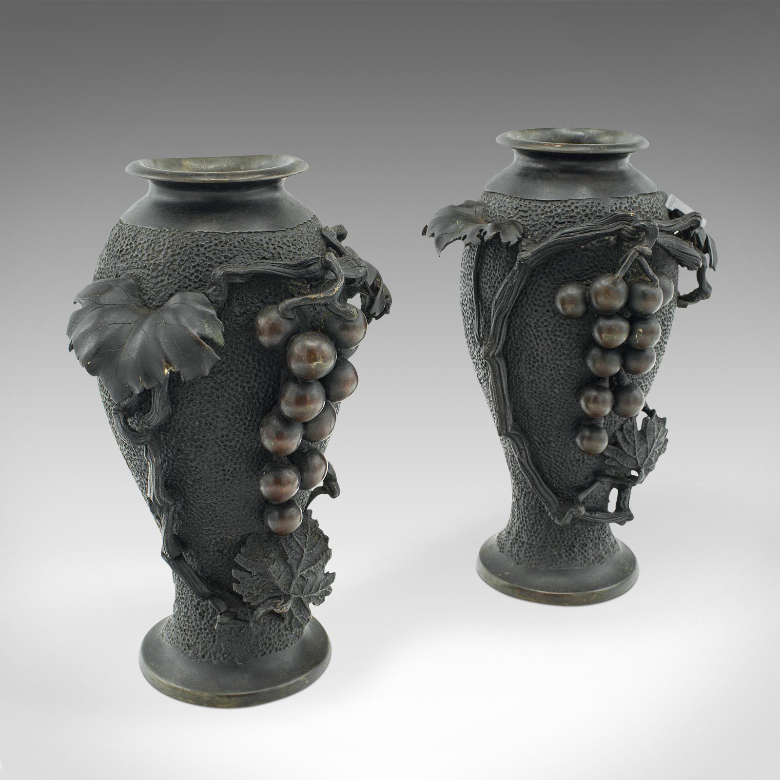 Pair of Antique Decorative Vases, Japanese, Bronze Baluster, Meiji, Victorian (1 of 12)