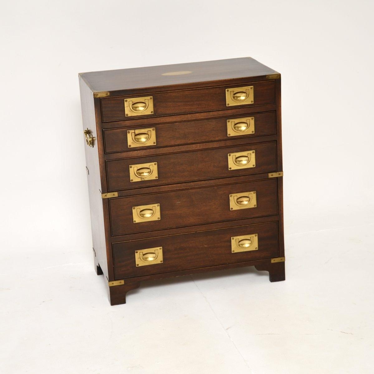 Antique Mahogany Military Campaign Style Chest of Drawers (1 of 9)
