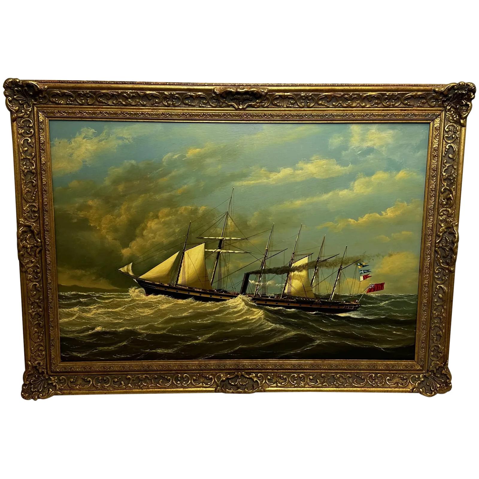 Large Marine Oil Painting Sailing Steam Ship SS Great Britain by Salvatore Colacicco (1 of 71)