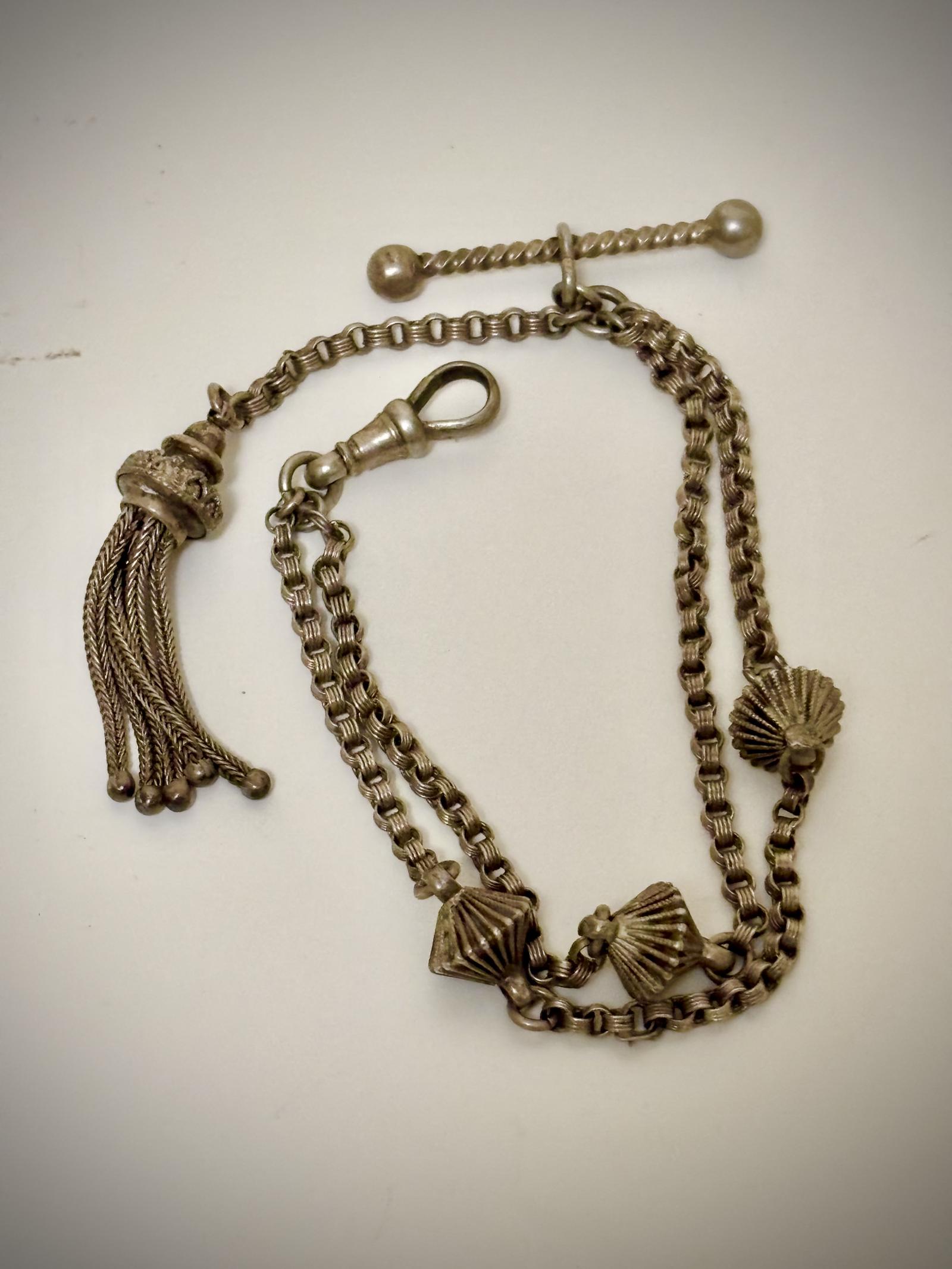 Antique Victorian Albertina - Pocket Watch Chain Fancy T-bar Bracelet Tassles (1 of 8) Antique Victorian Albertina - Pocket Watch Chain Fancy T-bar Bracelet Tassles (1 of 8)