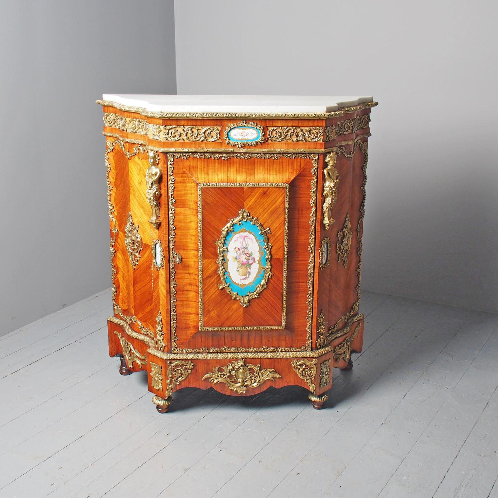 Antique Louis XVI Style Kingwood & Marble Cabinet (1 of 18)