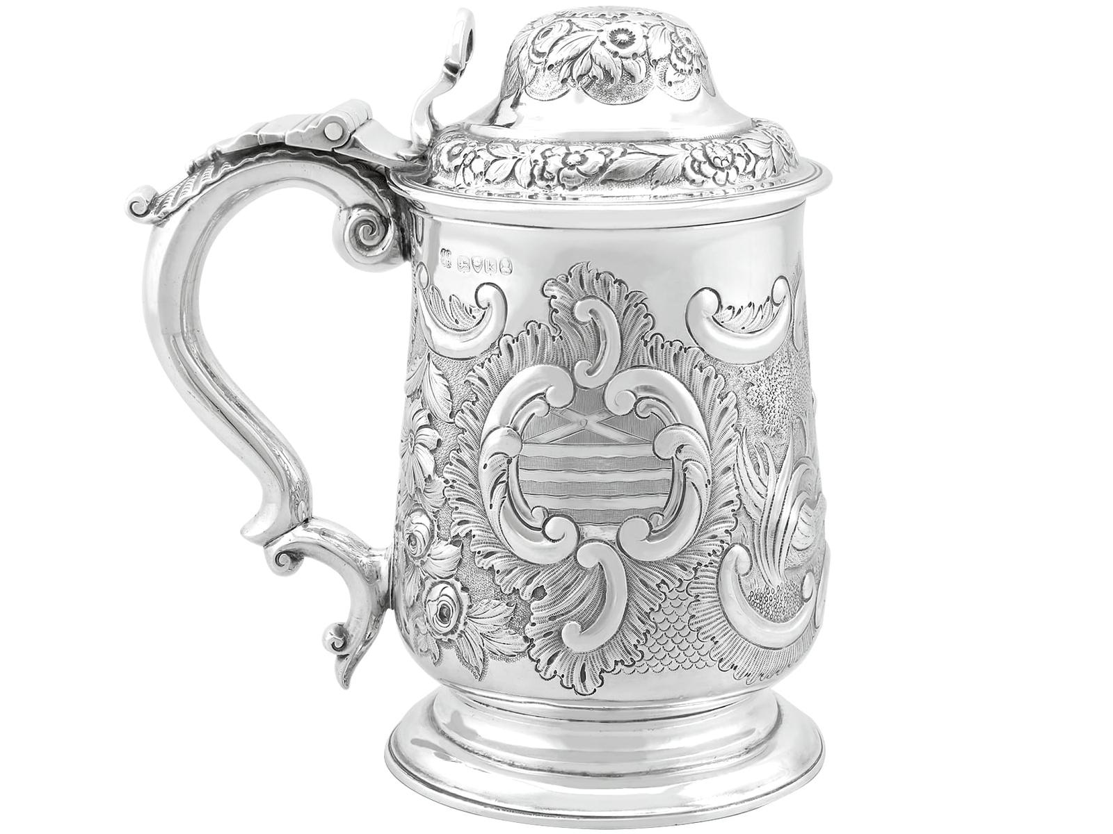 Antique George IV Sterling Silver Quart Tankard 1825 (1 of 14)