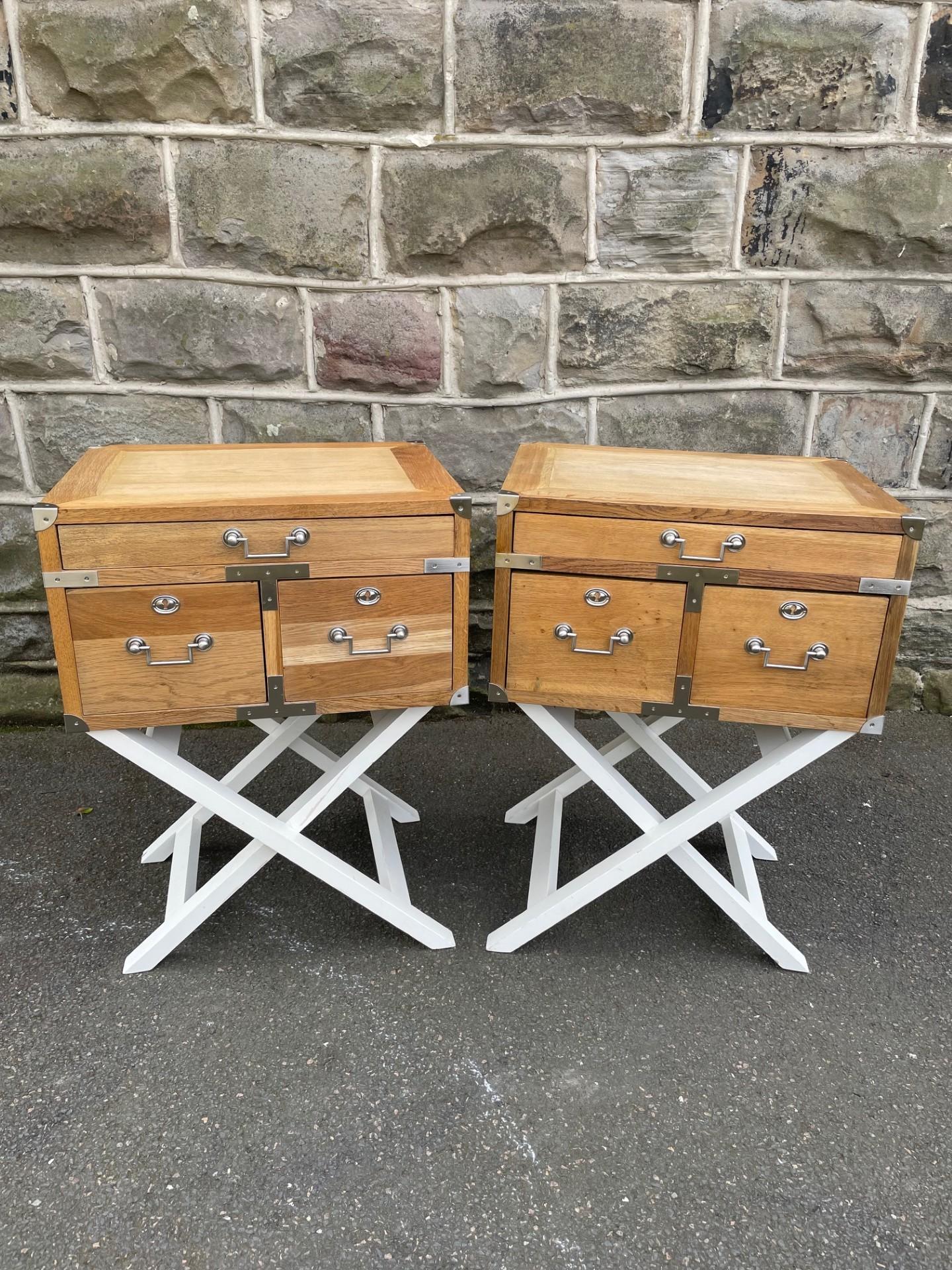 Pair of Oak Military Style Bedside Tables / Bedside Chests (1 of 11) Pair of Oak Military Style Bedside Tables / Bedside Chests (1 of 11)