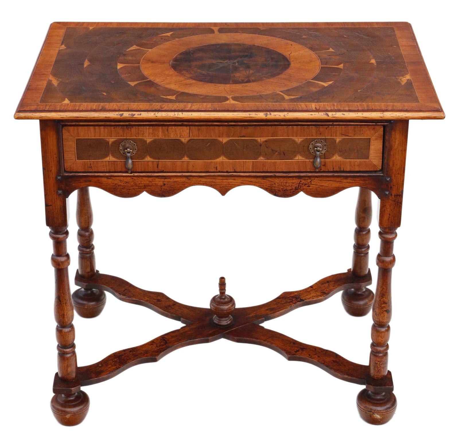 Vintage Fine Quality Queen Anne Style Walnut Oyster Veneer Writing Side Table / Desk / Occasional Table c.1950 (1 of 11)