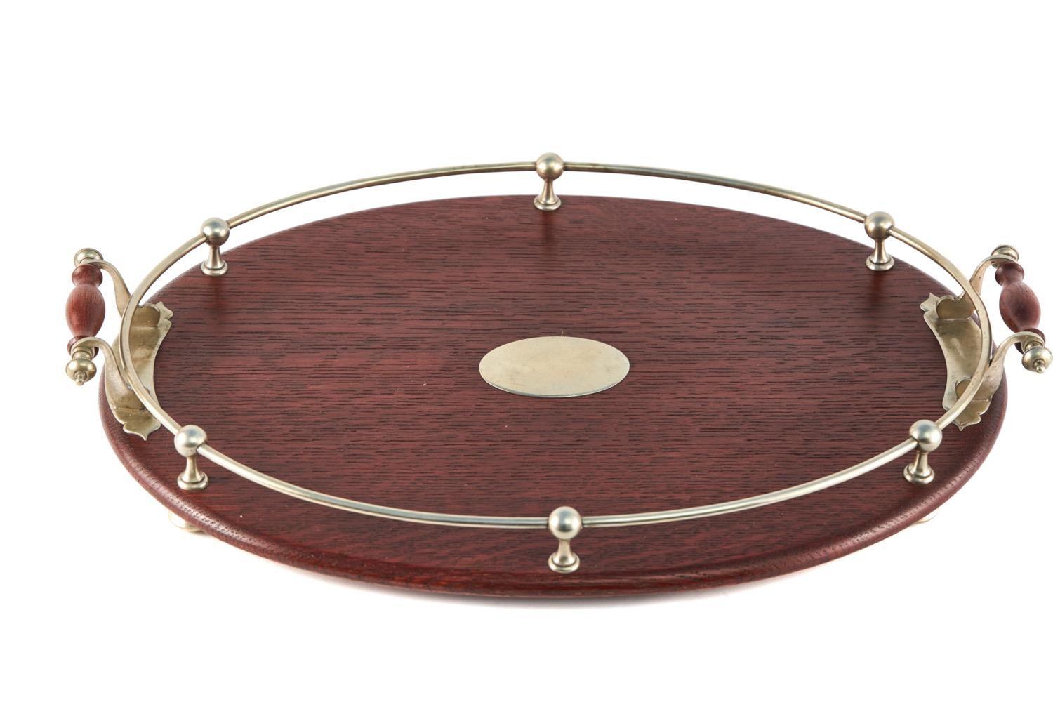 Quality Antique Oak & Silver Plated Oval Tray (1 of 6) Quality Antique Oak & Silver Plated Oval Tray (1 of 6)