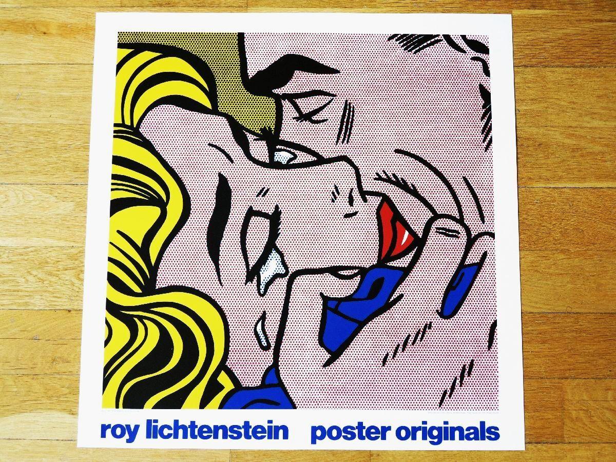 Rare Roy Lichtenstein 'kiss V' 1990 Original Exhibition Poster Print (1 of 1)