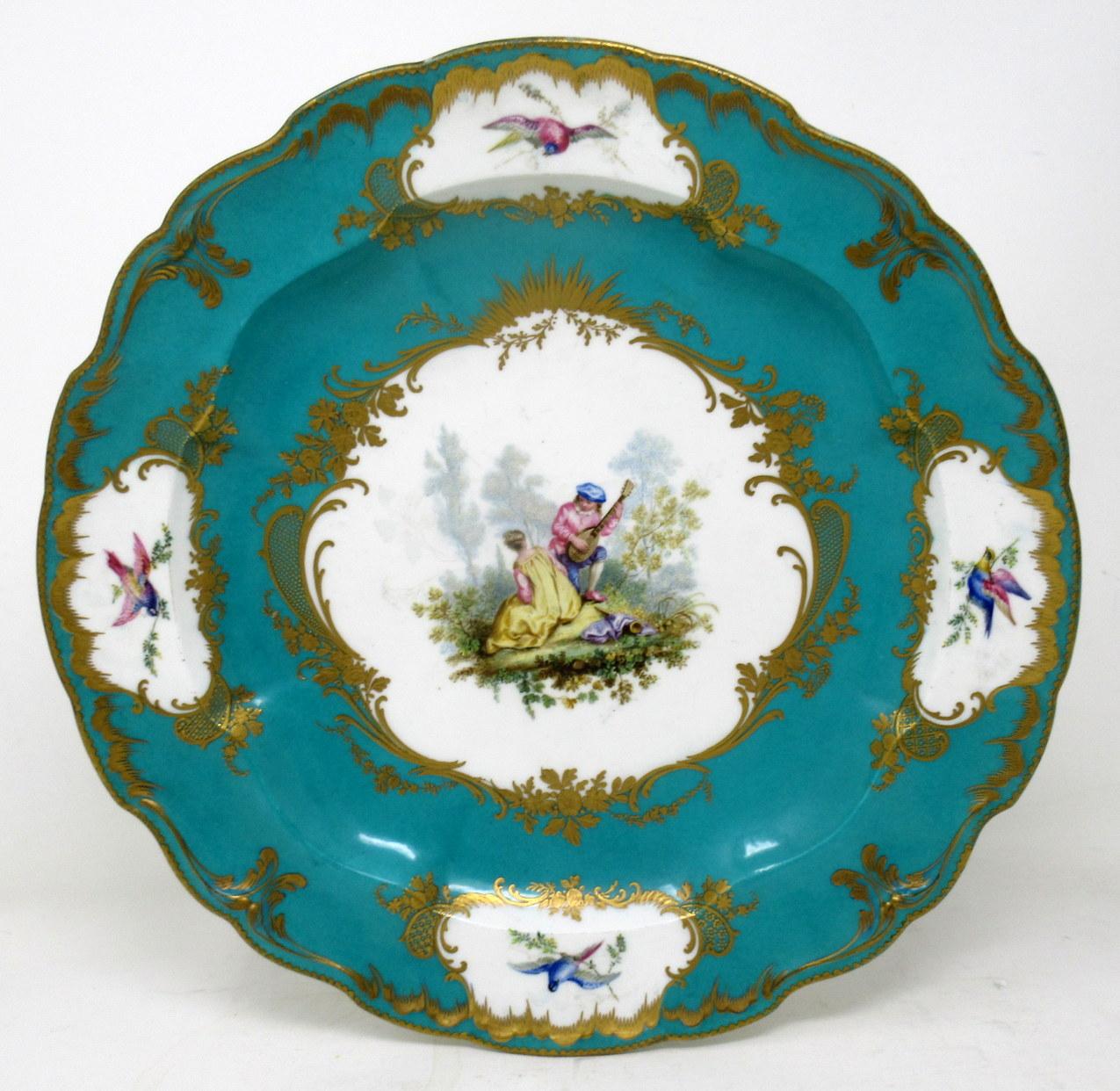 Antique French Sèvres Porcelain Celeste Blue Gilt Cabinet Plate Centerpiece 19c (1 of 9)