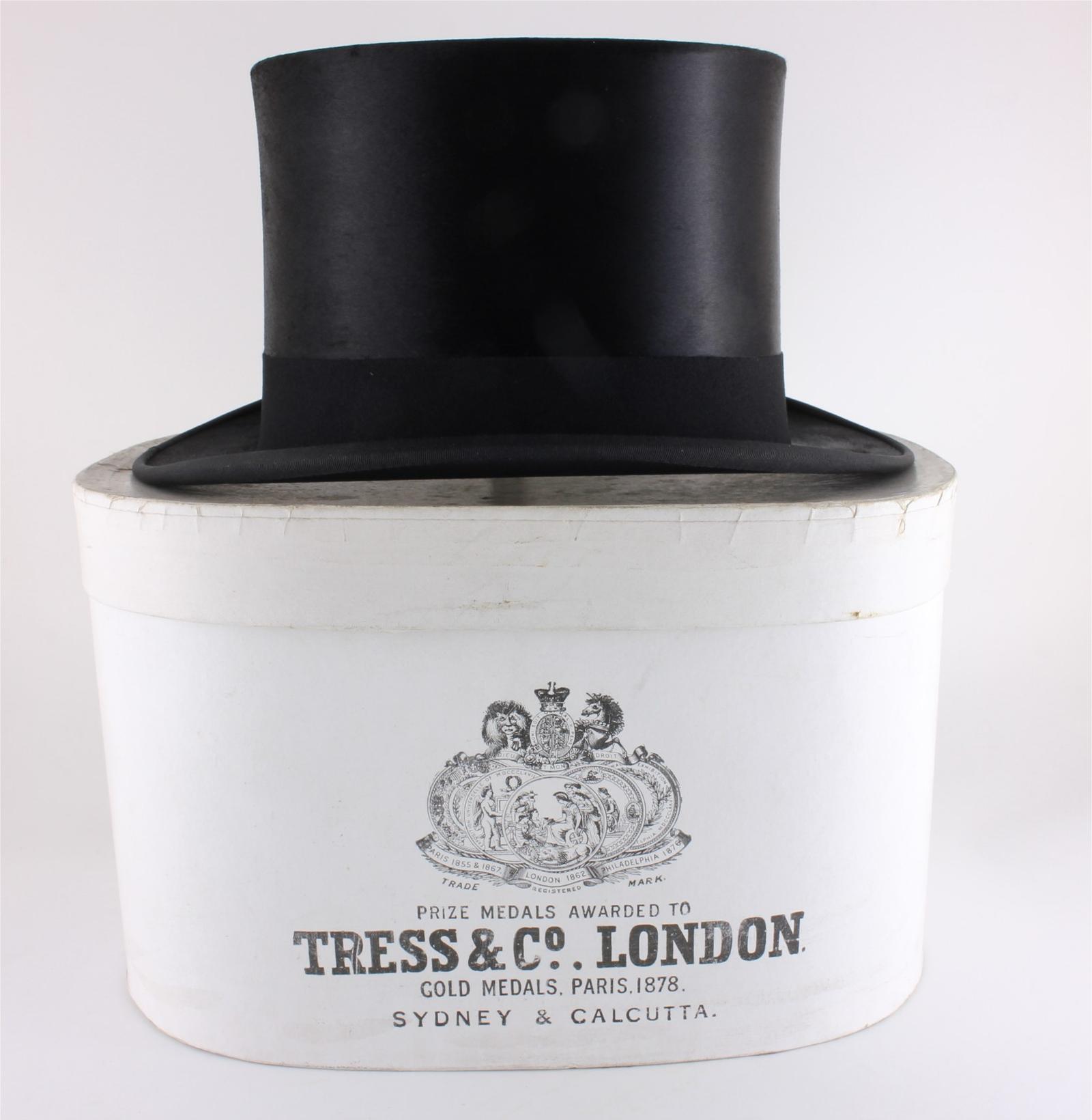 Antique Black Plush Silk Top Hat in Box - Tress & Co c.1920 - Size UK 7 (1 of 18) Antique Black Plush Silk Top Hat in Box - Tress & Co c.1920 - Size UK 7 (1 of 18)