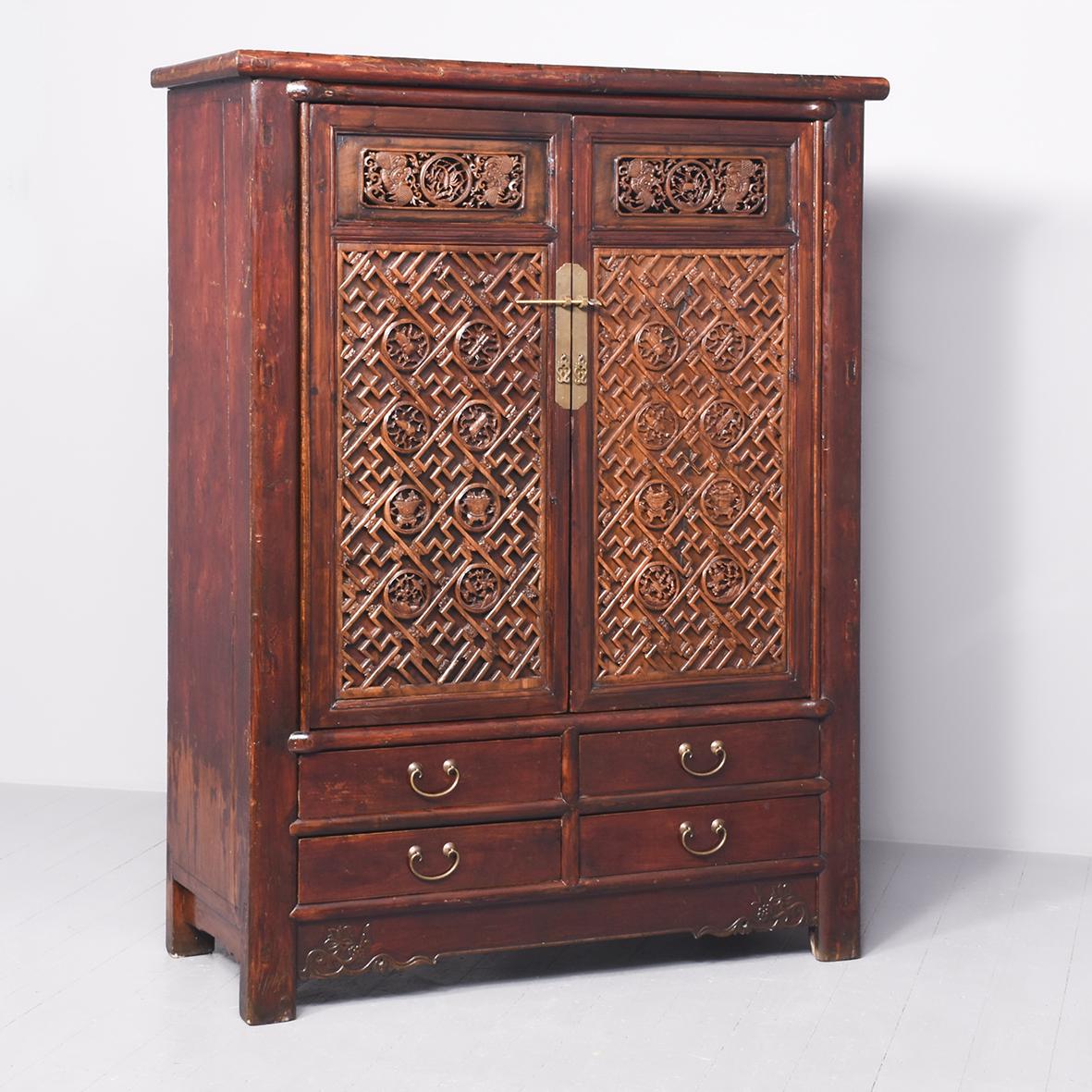 19th Century or Earlier Carved Hardwood Chinese Cupboard (1 of 13)