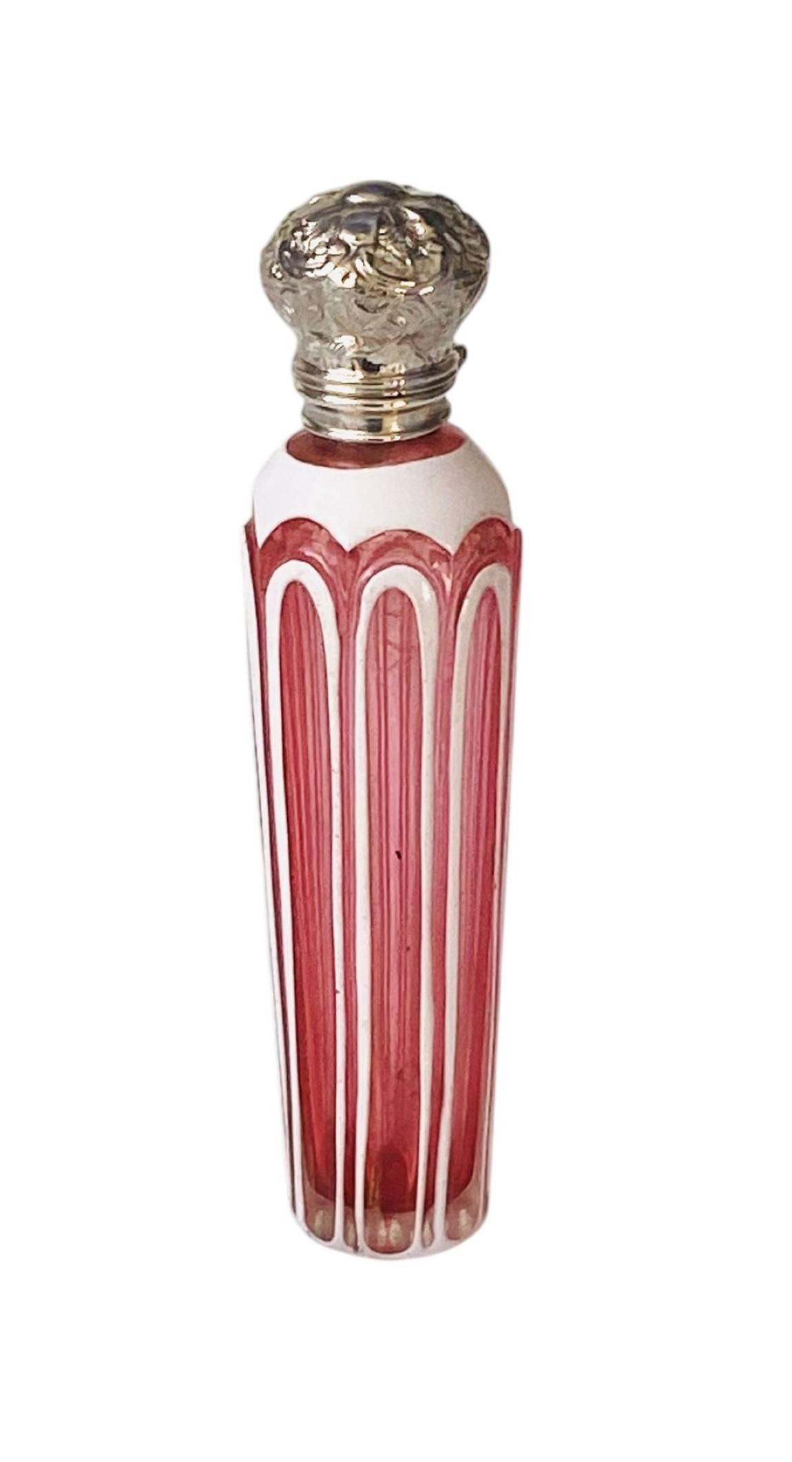 Antique Perfume Scent Bottle Double Overlay White Over Cranberry Silver Lid Circa 1880 (1 of 10) Antique Perfume Scent Bottle Double Overlay White Over Cranberry Silver Lid Circa 1880 (1 of 10)