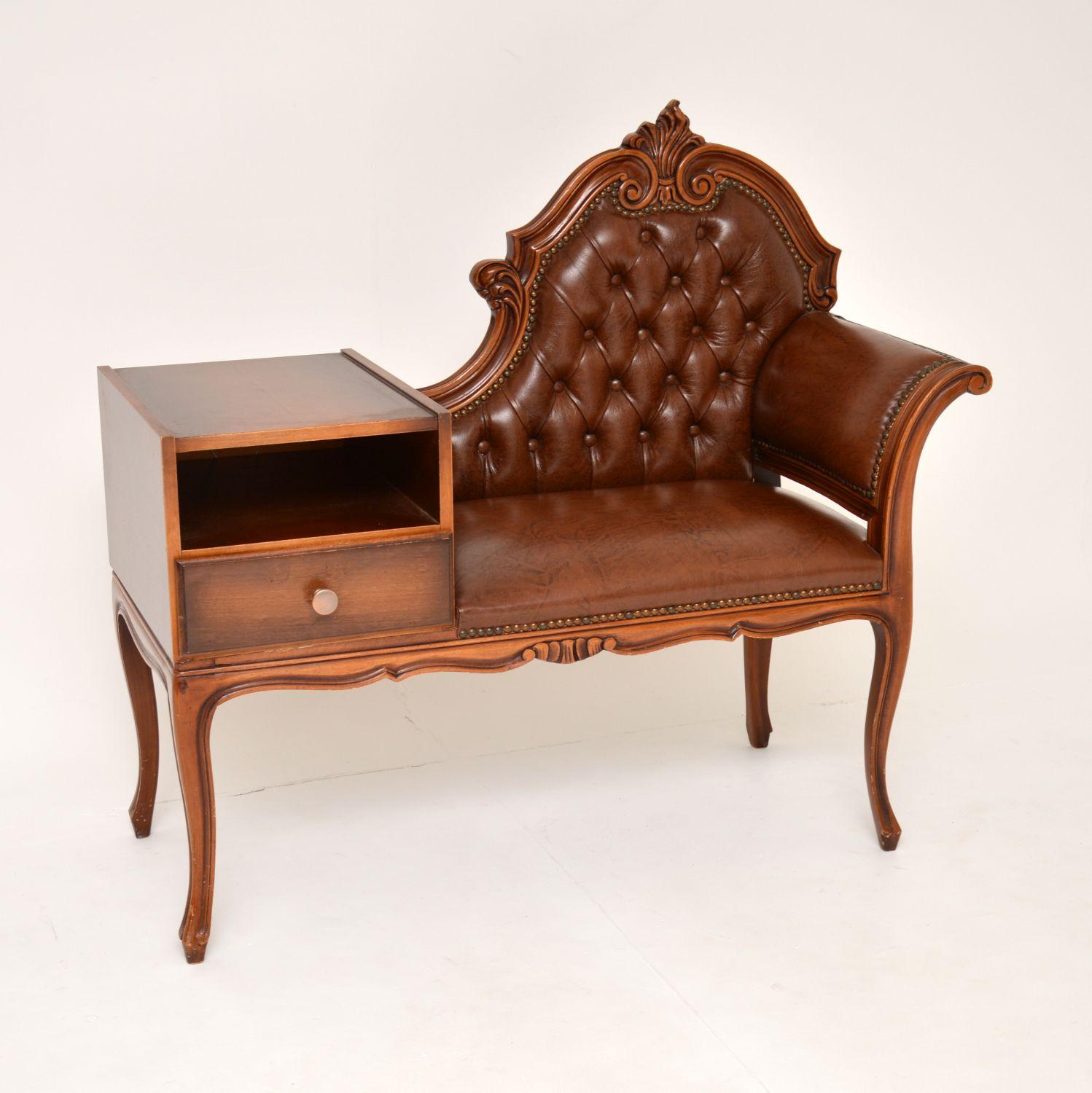 French Style Leather Entry Bench / Hall Chair (1 of 11) French Style Leather Entry Bench / Hall Chair (1 of 11)