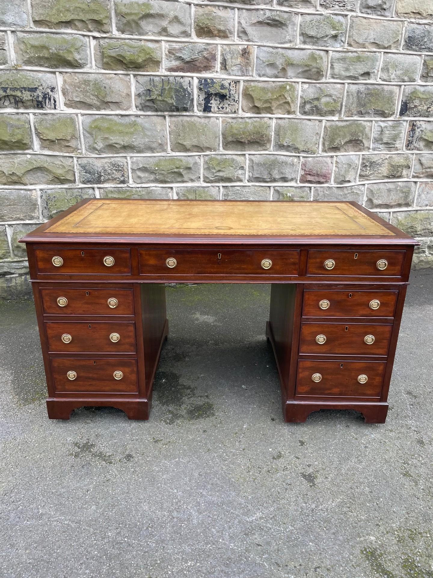 Antique Mahogany Pedestal Writing Desk (1 of 13)