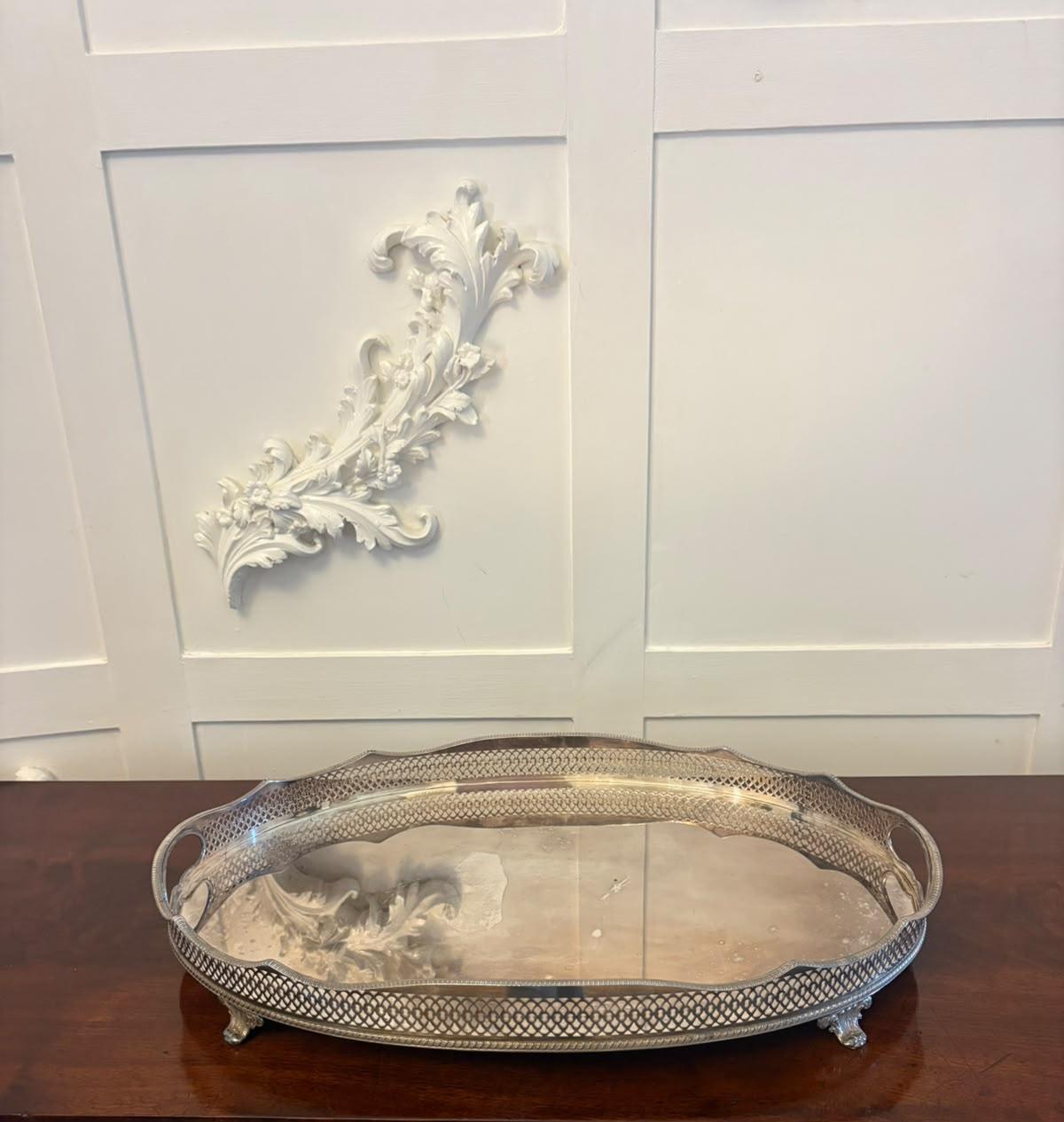 Antique Edwardian Silver Plated Gallery Tea Tray (1 of 5) Antique Edwardian Silver Plated Gallery Tea Tray (1 of 5)