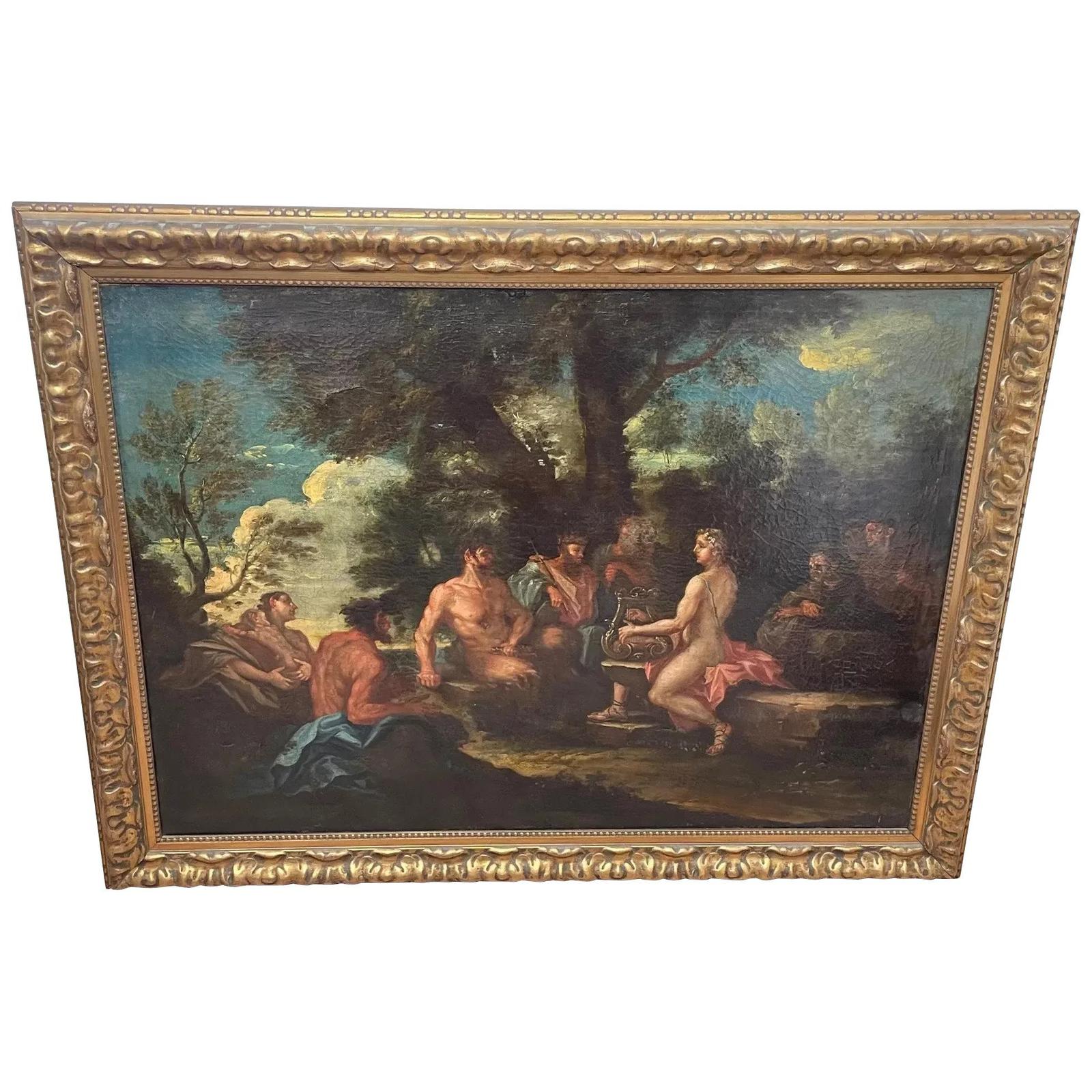 Old Master 18th Century Oil Painting Classical Figures Musical Recital & Satyrs (1 of 111)