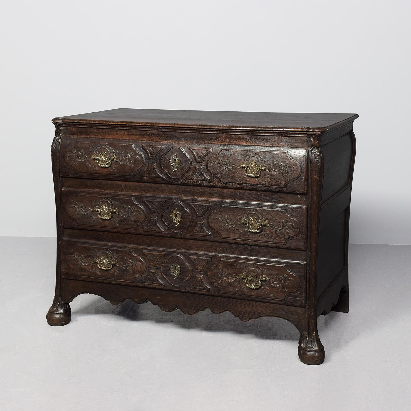 Rustic, French (Normandy Area) Carved Oak 3-drawer Commode (1 of 9) Rustic, French (Normandy Area) Carved Oak 3-drawer Commode (1 of 9)