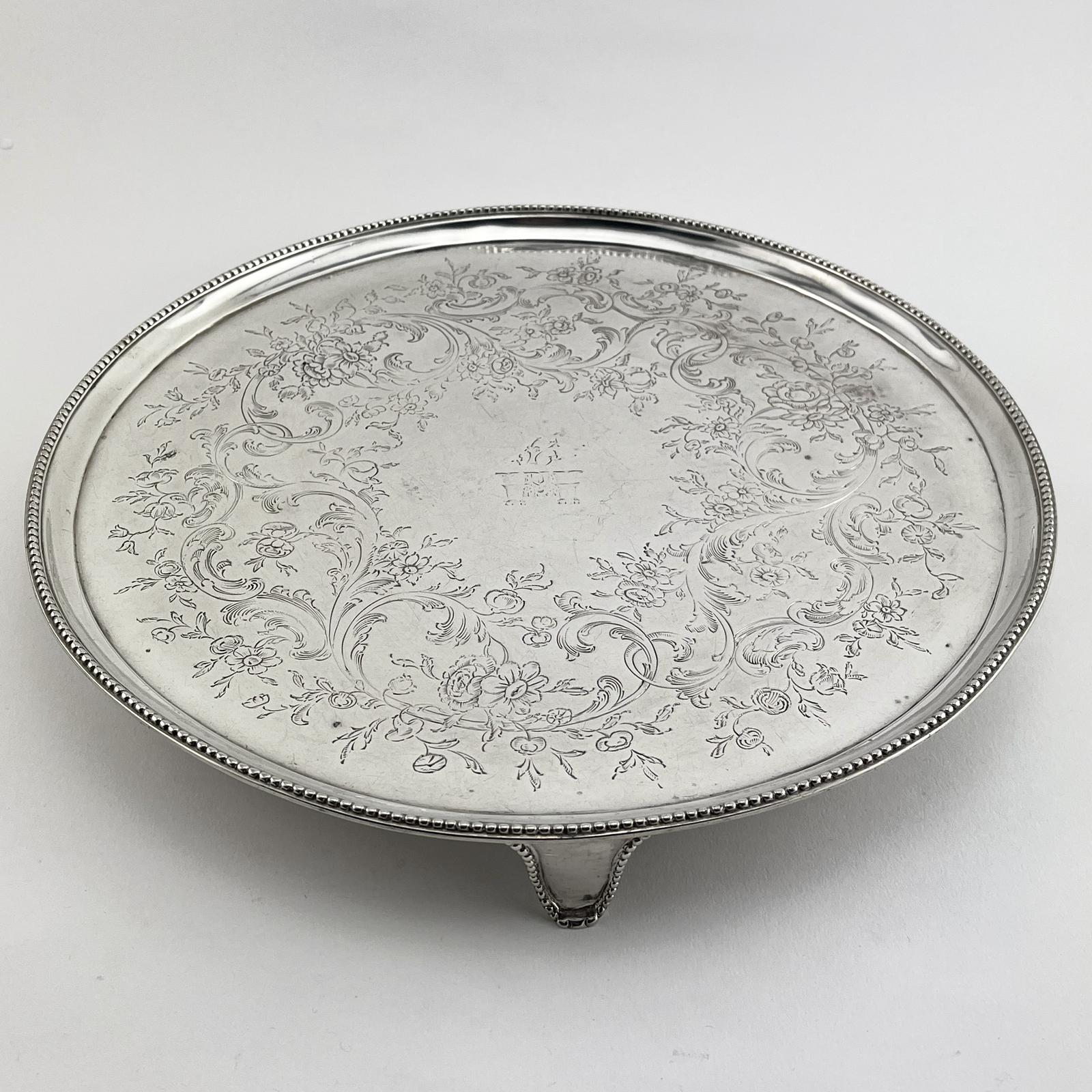 George III Sterling Silver Salver with Raised Beaded Border (1 of 6)