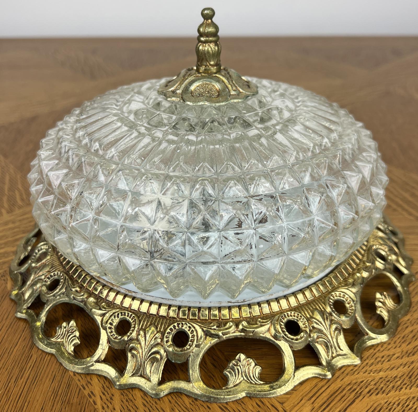 Ceiling Lamp Vintage French Pendant Cut Glass Flush Mount Light (1 of 12) Ceiling Lamp Vintage French Pendant Cut Glass Flush Mount Light (1 of 12)