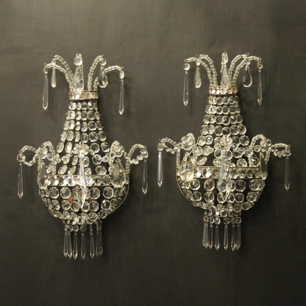 French Pair Crystal Antique Wall Lights (1 of 10) French Pair Crystal Antique Wall Lights (1 of 10)