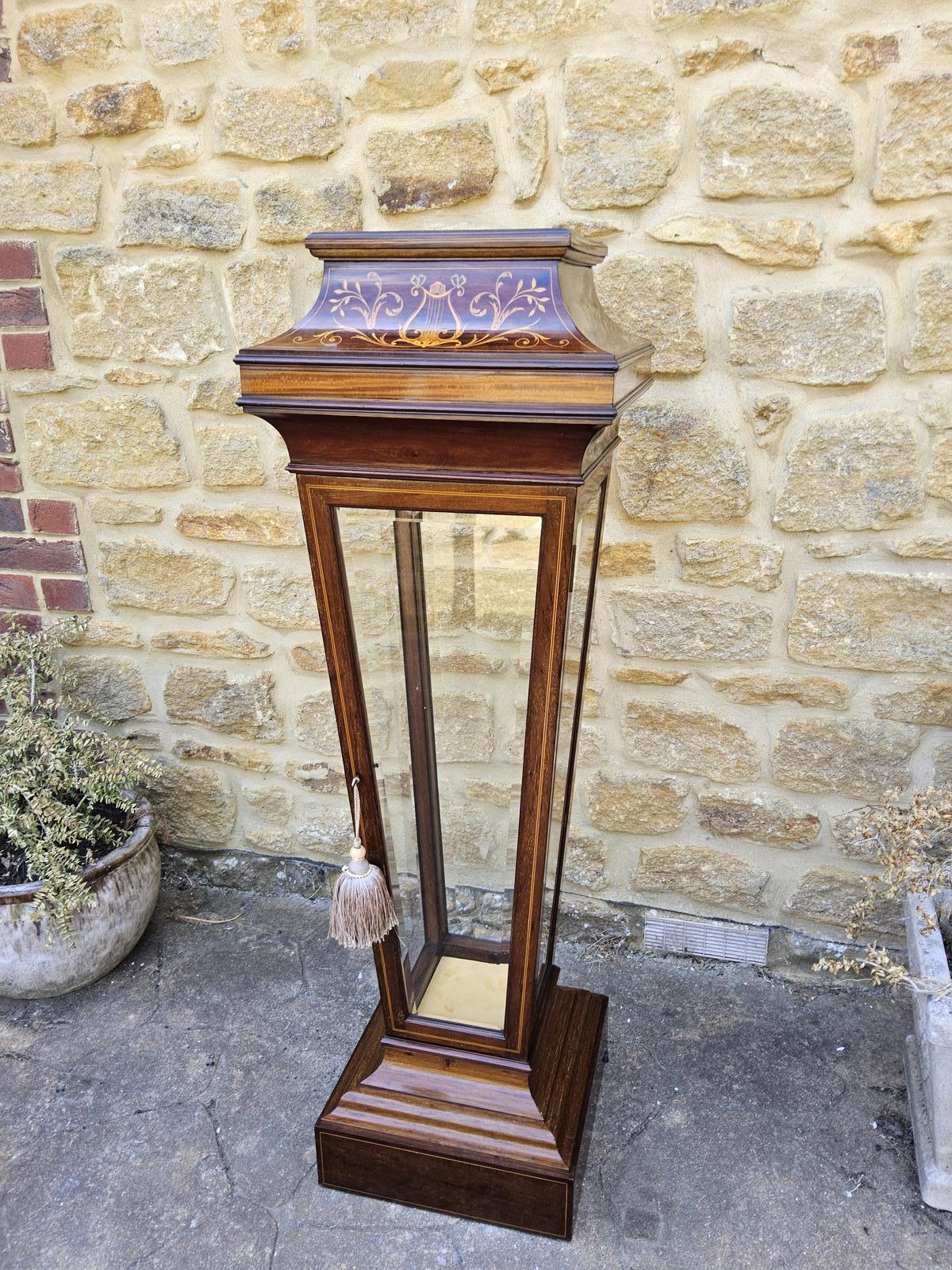 Inlaid Mahogany Pedestal Display Cabinet (1 of 9) Inlaid Mahogany Pedestal Display Cabinet (1 of 9)