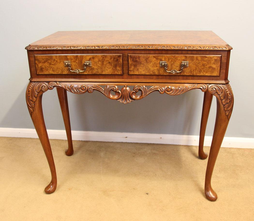 Antique Burr Walnut Queen Anne Style Console Side Table (1 of 11) Antique Burr Walnut Queen Anne Style Console Side Table (1 of 11)