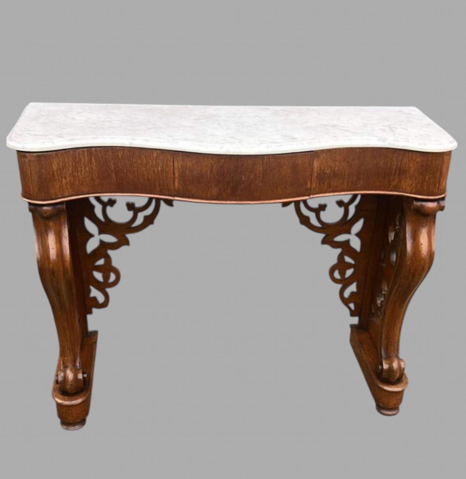Attractive 19th Century Marble Topped Oak Console Table (1 of 8) Attractive 19th Century Marble Topped Oak Console Table (1 of 8)