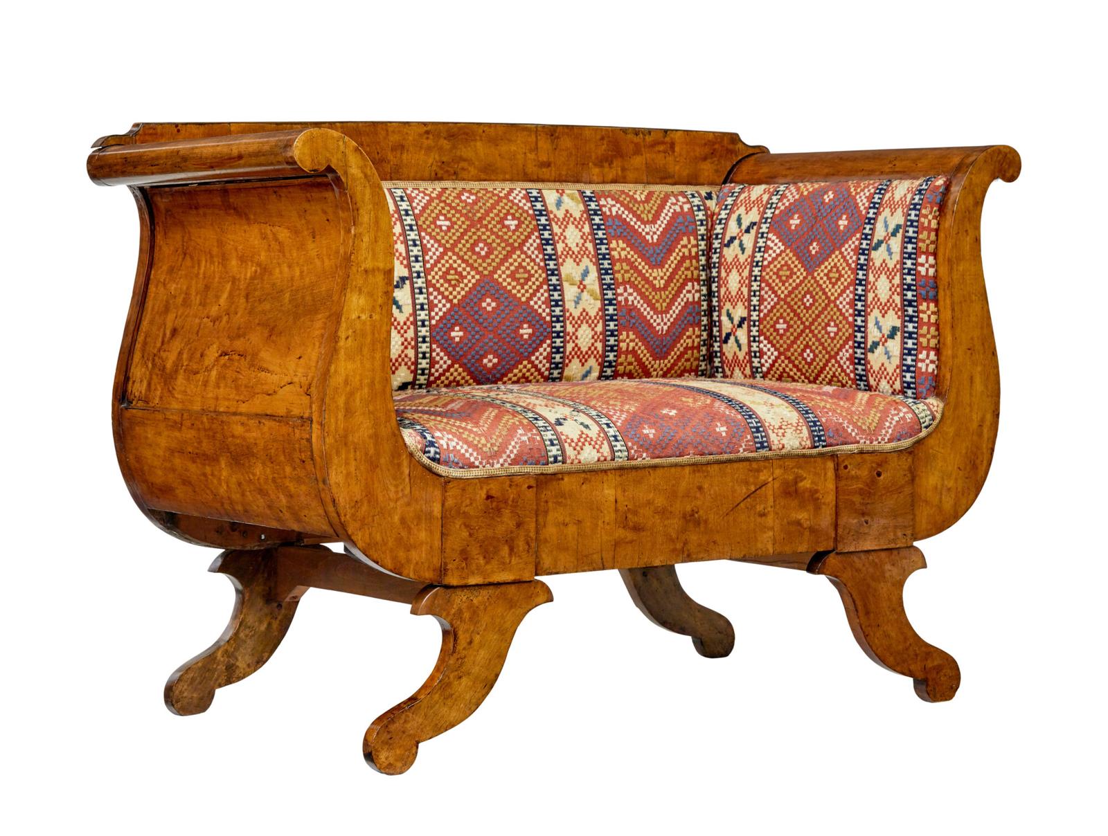 Small 19th Century Swedish Empire Birch Sofa (1 of 7) Small 19th Century Swedish Empire Birch Sofa (1 of 7)