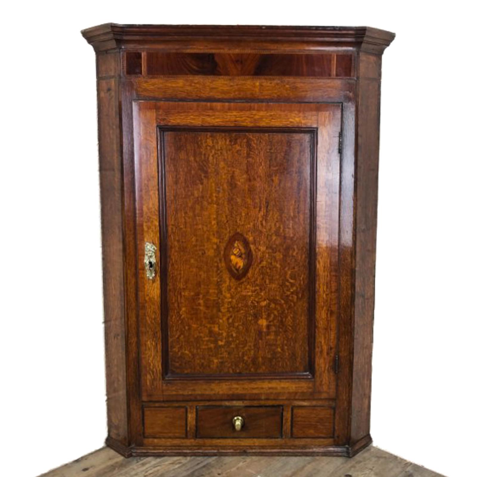 Antique Georgian Oak Wall Hanging Corner Cupboard (1 of 9)