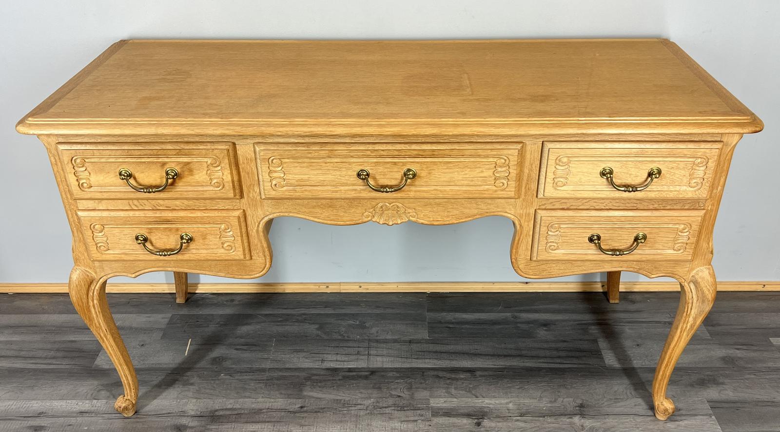 Cabinet Vintage French Style Carved Desk Oak with Storage Sideboard (1 of 10)