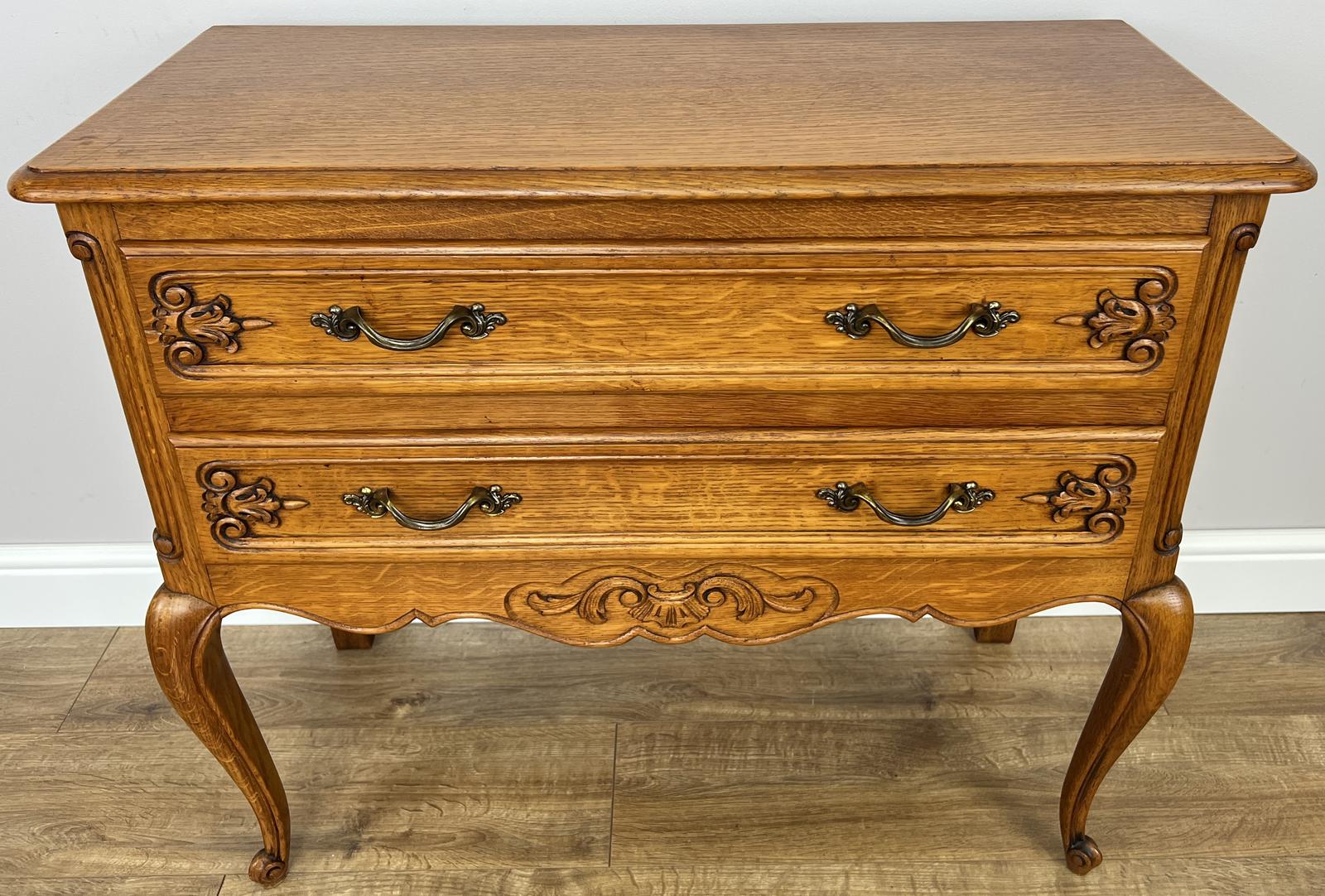 Chest of Drawers Vintage French Style Oak 2 Drawers Carved Cabinet (1 of 14) Chest of Drawers Vintage French Style Oak 2 Drawers Carved Cabinet (1 of 14)