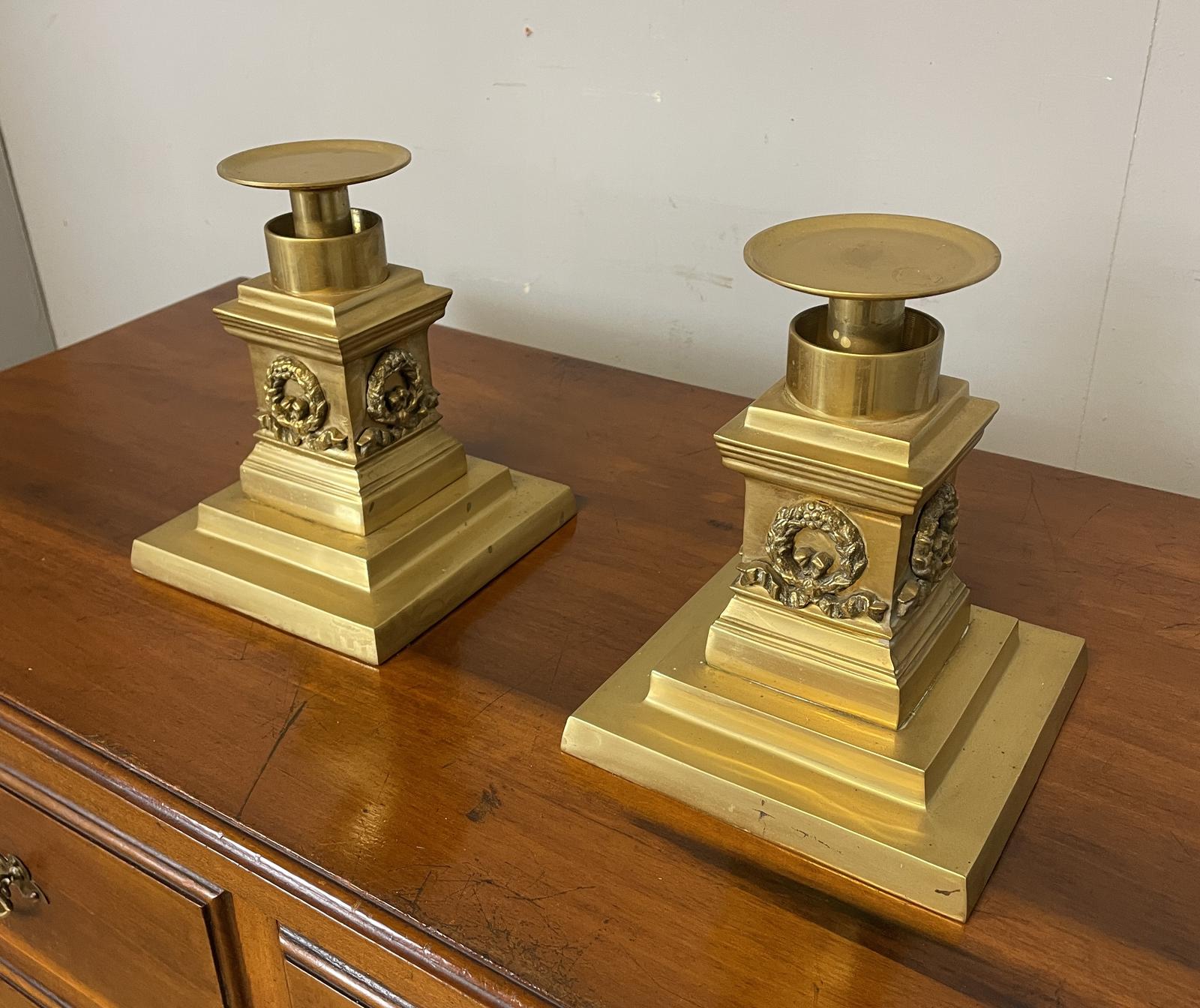 Late 19th Century Solid Brass Heavy Cast Candlesticks (1 of 10)