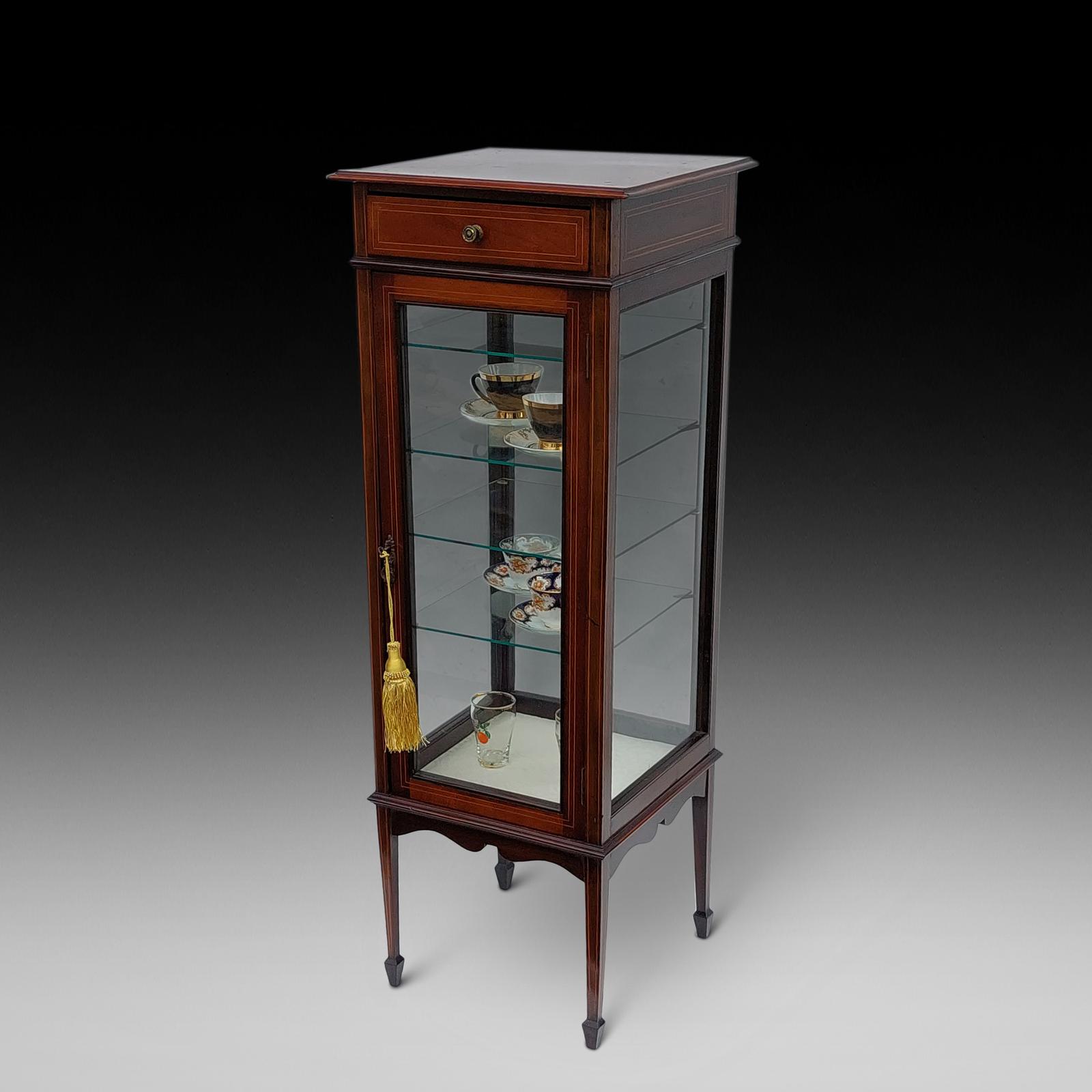Edwardian Mahogany Narrow Vitrine Display Cabinet (1 of 10) Edwardian Mahogany Narrow Vitrine Display Cabinet (1 of 10)