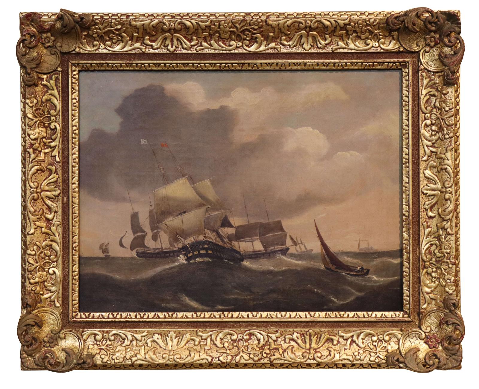 Early Victorian Oil on Canvas of Shipping in Heavy Seas (1 of 4) Early Victorian Oil on Canvas of Shipping in Heavy Seas (1 of 4)