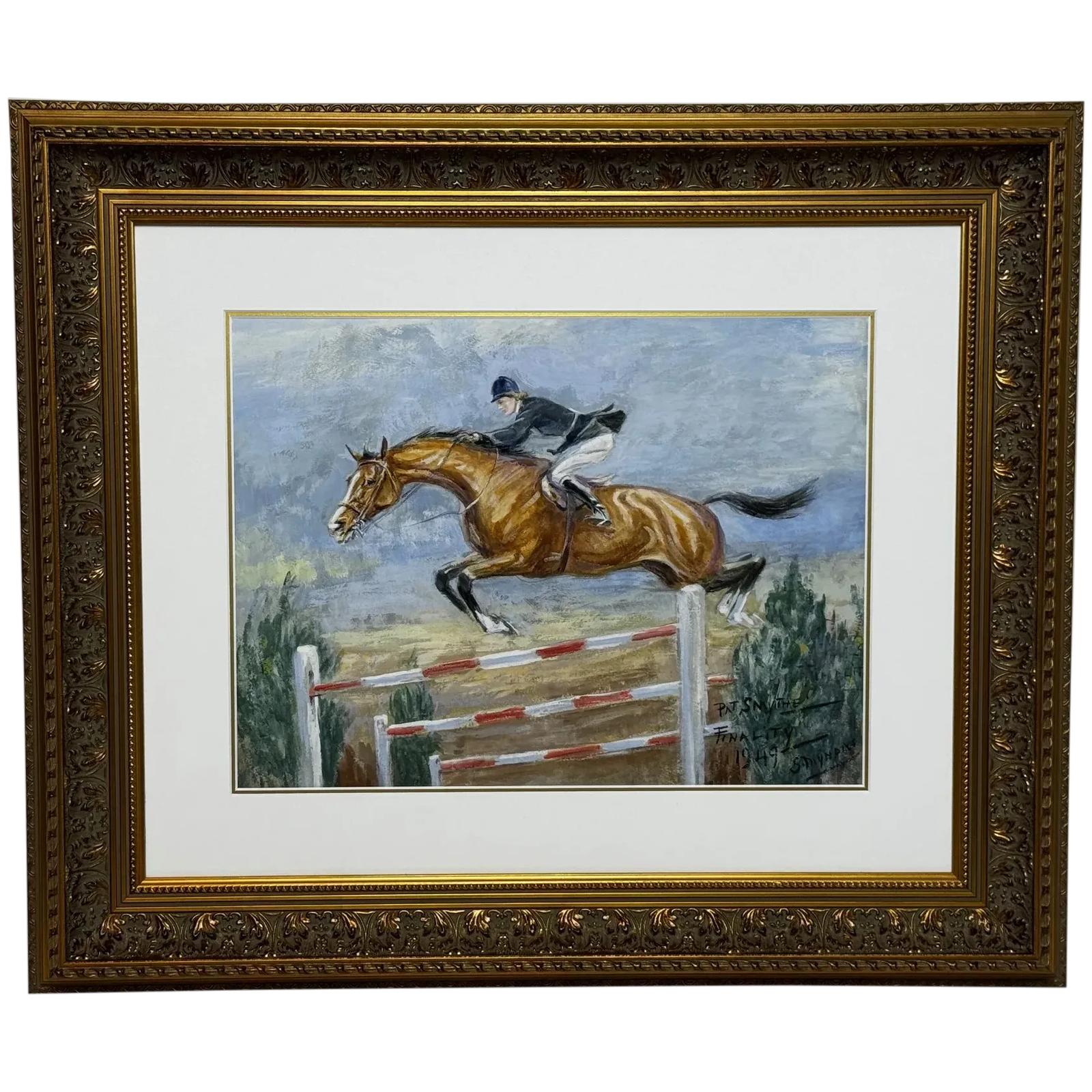 Equestrian Painting Grace in Flight — Pat Smythe & Finality, 1949 Harringay Champions (1 of 46)