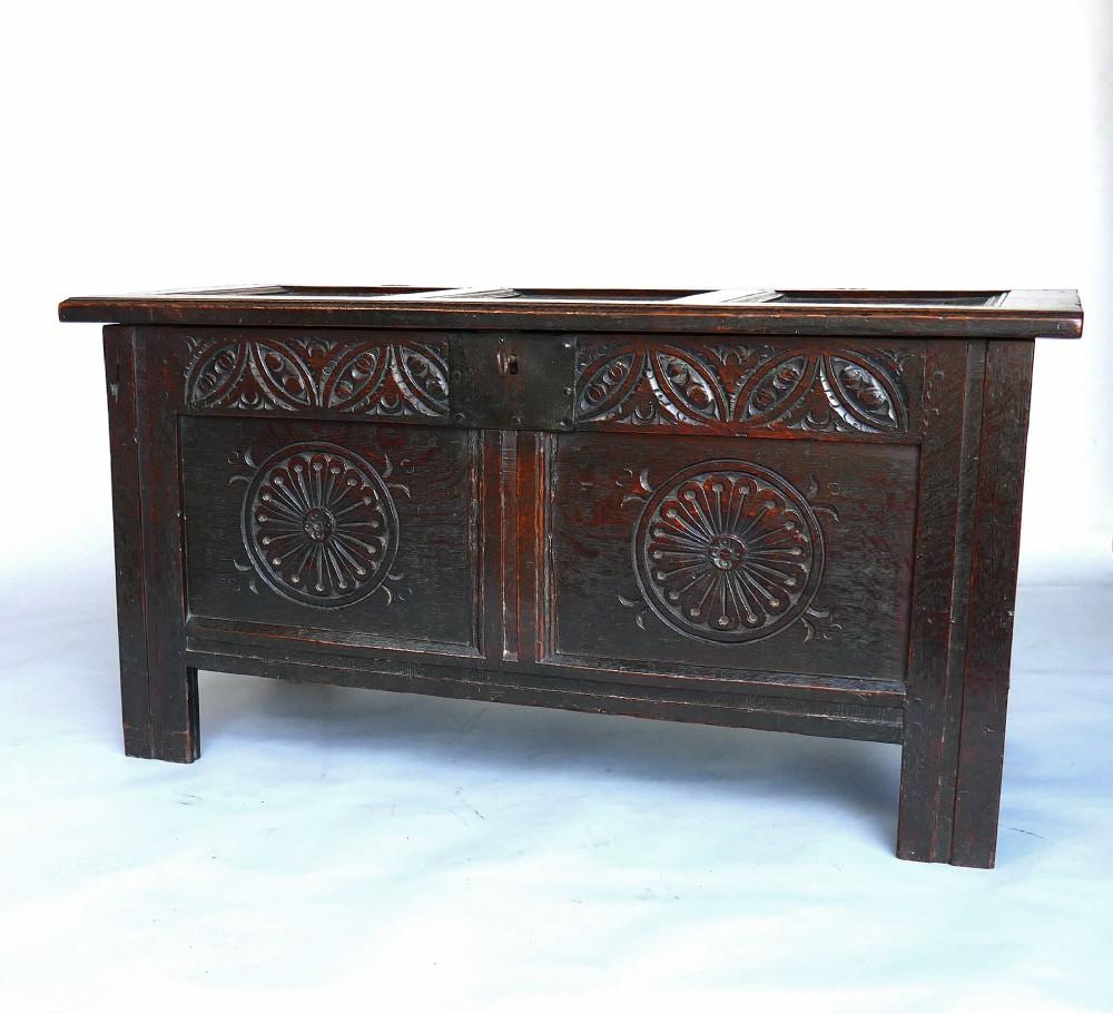 Antique Early Oak Furniture 17th Century "Joyned" Panelled Coffer - English 1640-1860 (1 of 9) Antique Early Oak Furniture 17th Century "Joyned" Panelled Coffer - English 1640-1860 (1 of 9)
