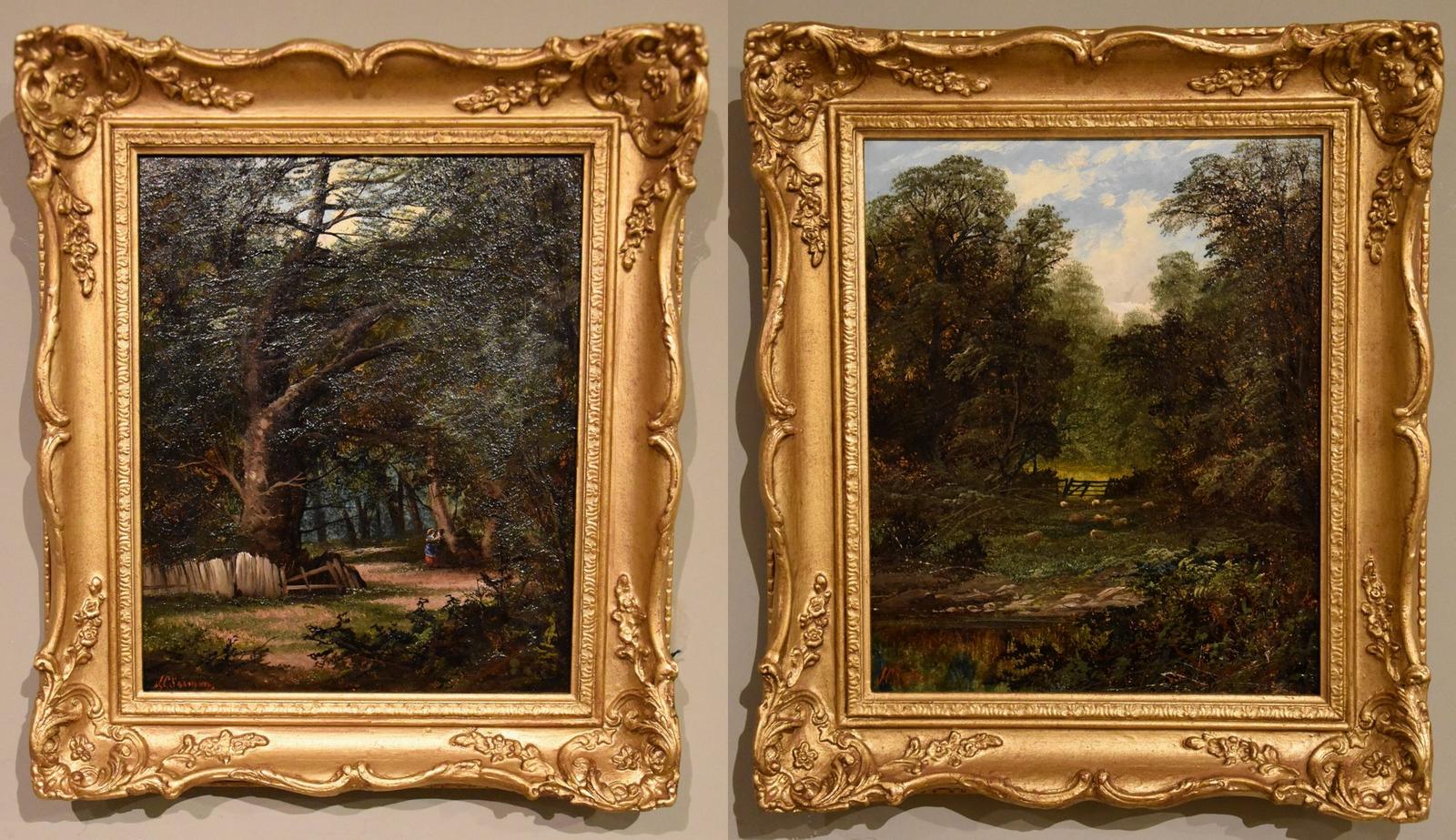 Oil Painting Pair by John Cuthbert Salmon "Woodland Scenes" (1 of 8)