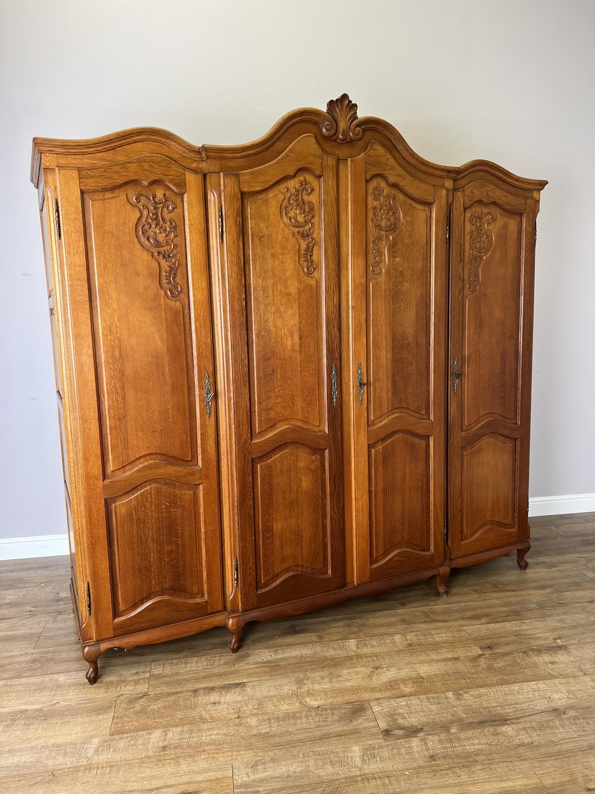 Wardrobe Vintage French Style Oak Four Door Carved Armoire (1 of 14) Wardrobe Vintage French Style Oak Four Door Carved Armoire (1 of 14)