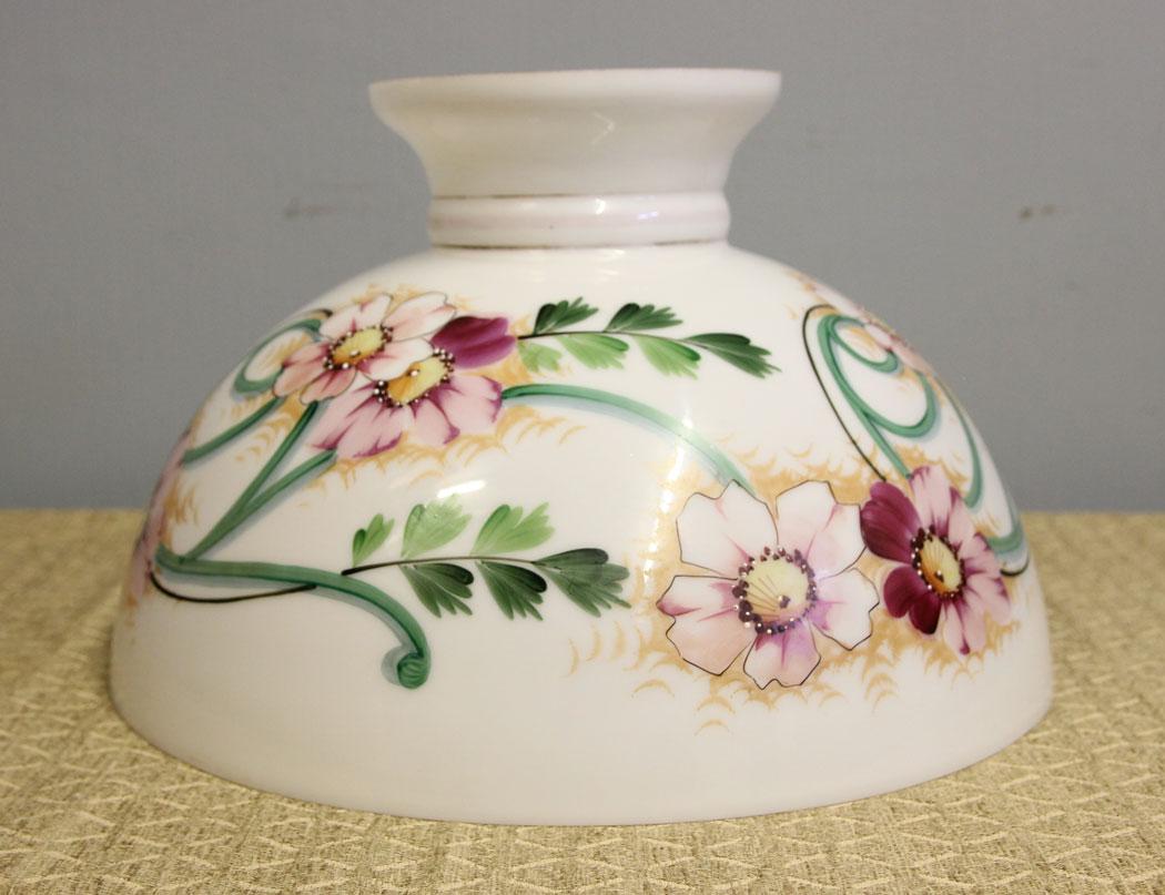 Antique Opaline Painted Hanging Oil Lamp Shade (1 of 6) Antique Opaline Painted Hanging Oil Lamp Shade (1 of 6)
