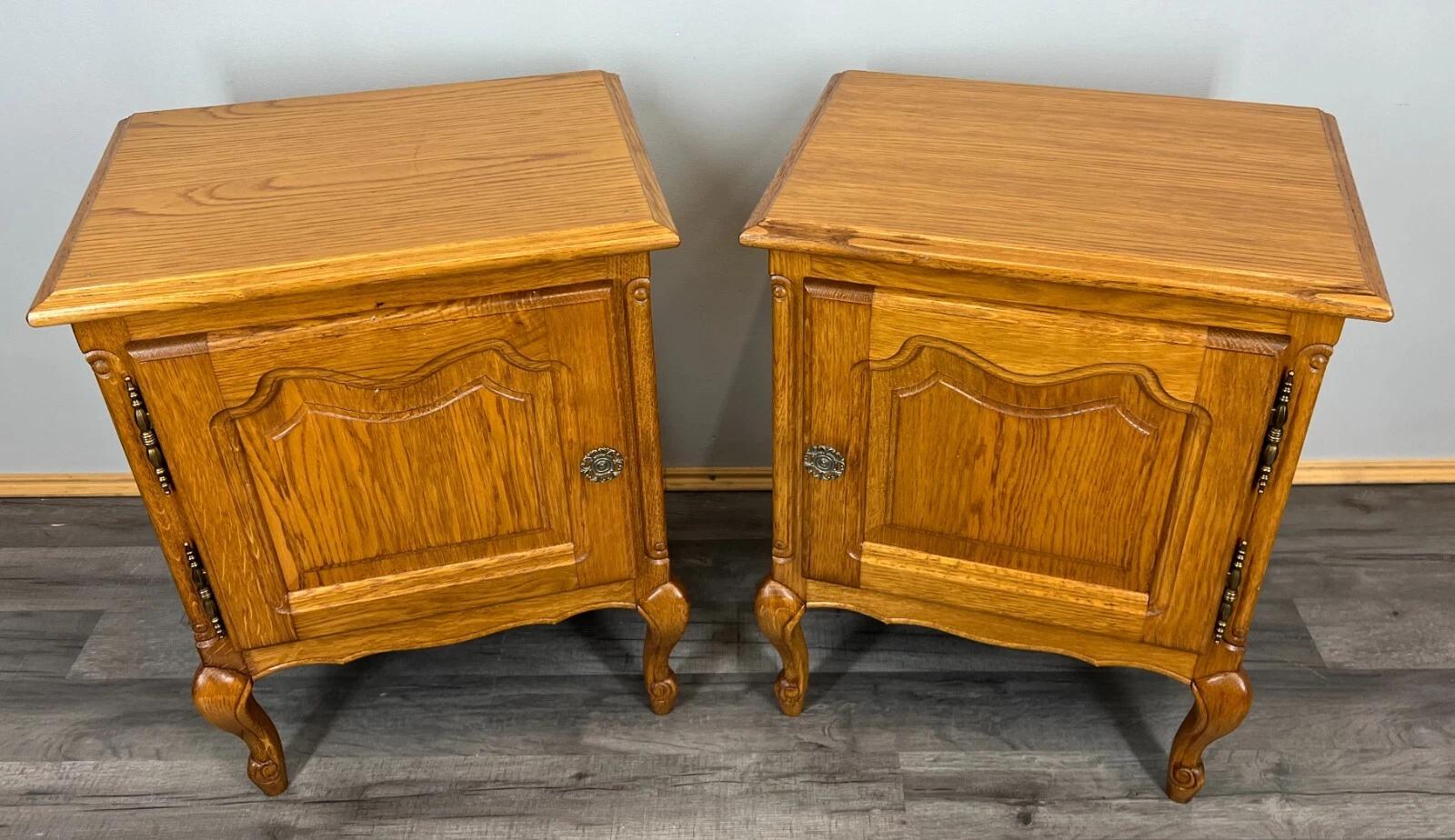 Bedside Tables Pair Vintage French Oak Cupboards Cabinets (1 of 11) Bedside Tables Pair Vintage French Oak Cupboards Cabinets (1 of 11)