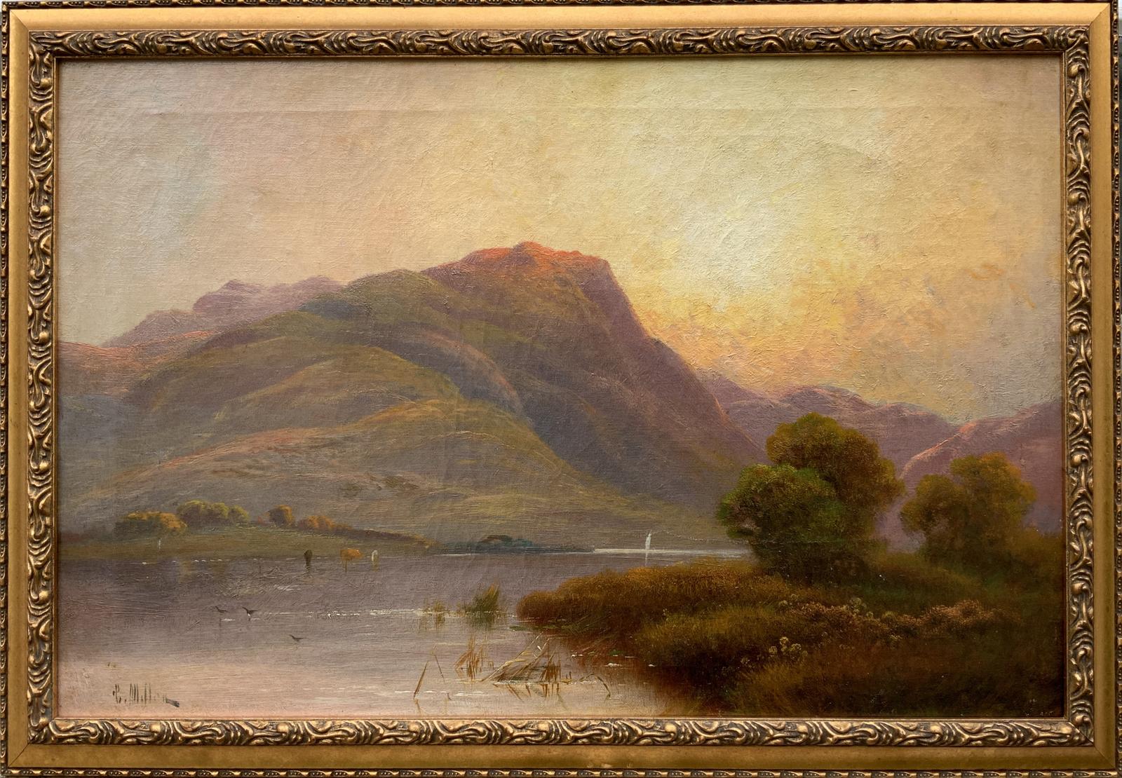 19th Century Scottish Highland Loch & Mountain Sunset Oil Painting c.1880 (1 of 10) 19th Century Scottish Highland Loch & Mountain Sunset Oil Painting c.1880 (1 of 10)