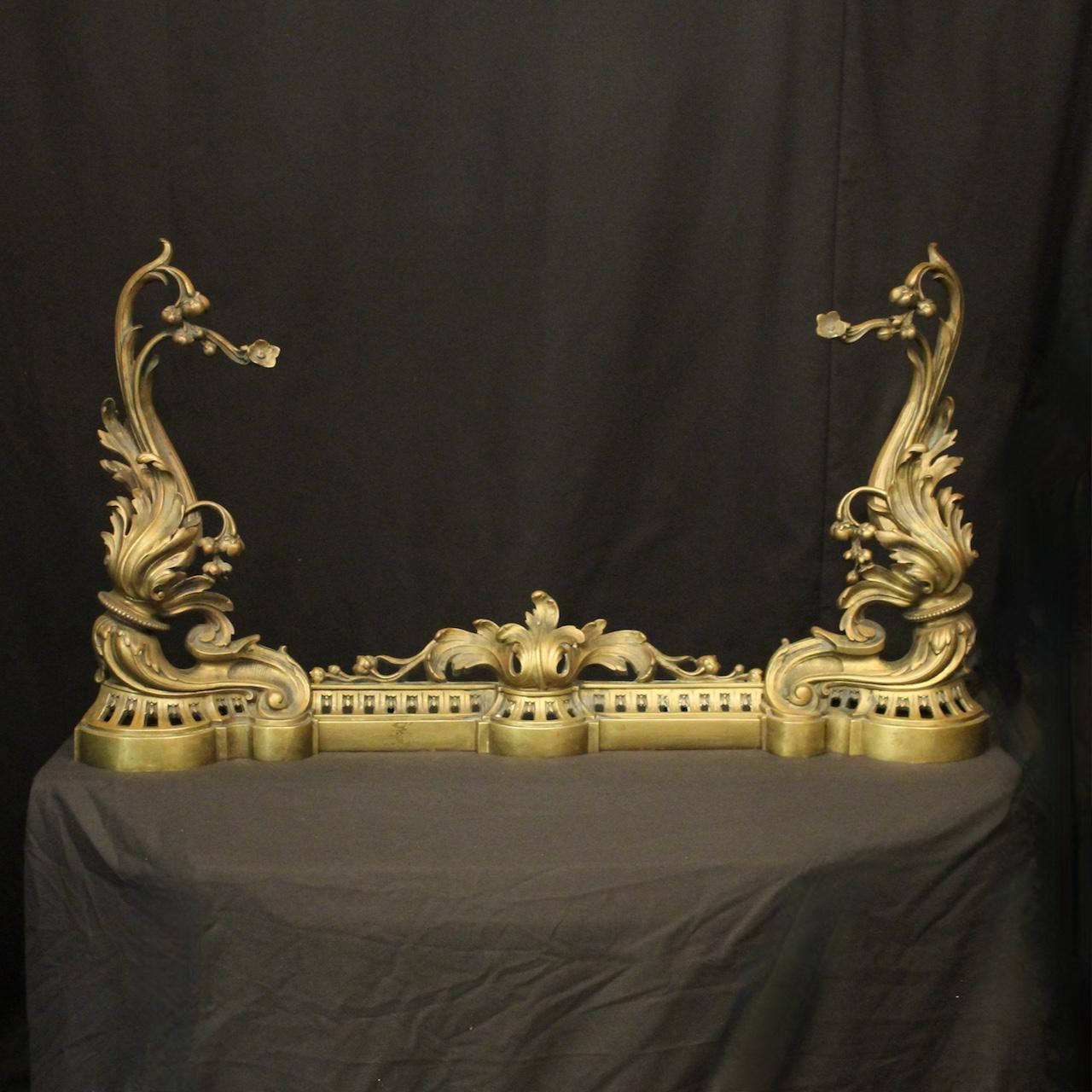 French Gilded Bronze Extendable Fire Fender (1 of 10)