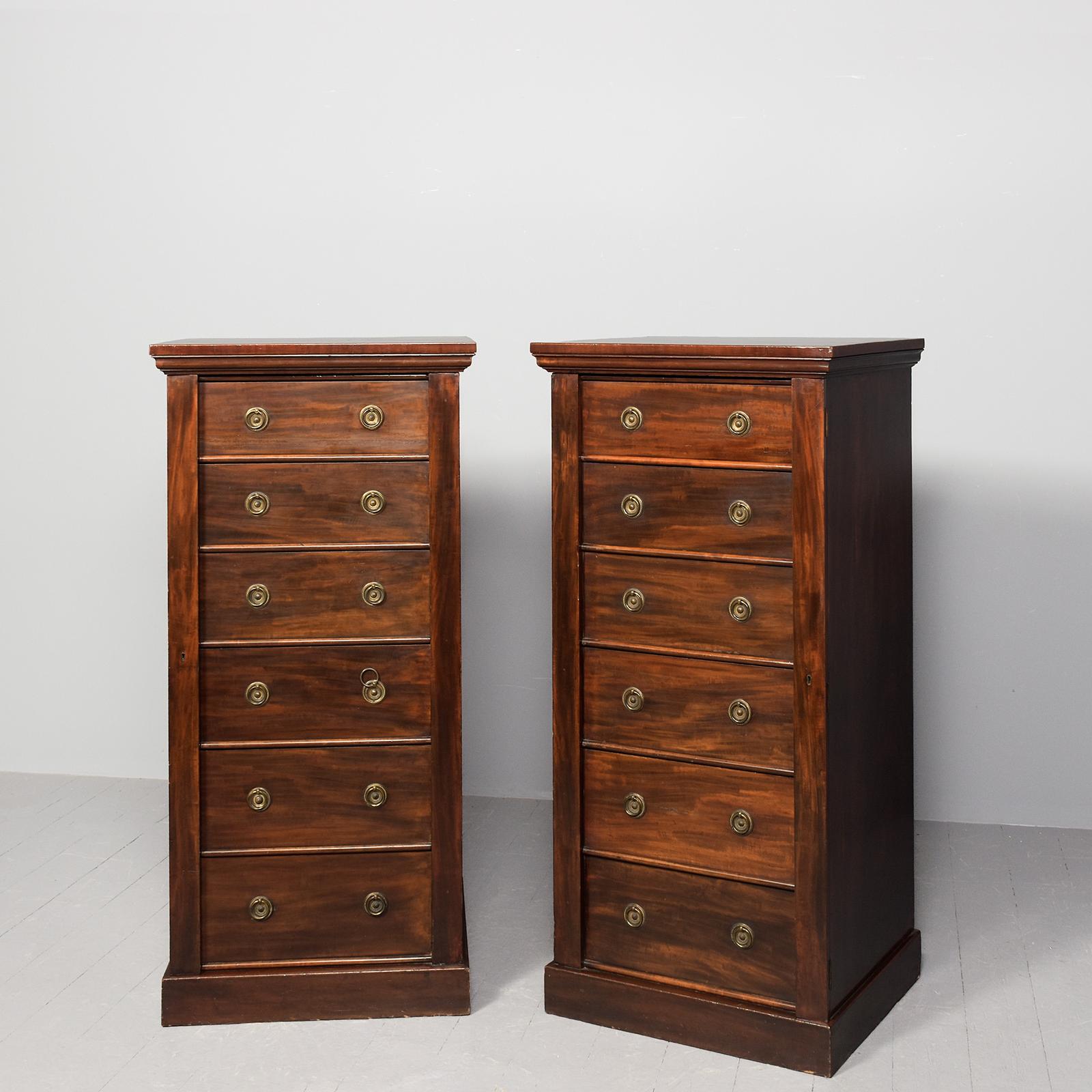 Rare Pair of Original Victorian Mahogany Wellington Chests (1 of 9) Rare Pair of Original Victorian Mahogany Wellington Chests (1 of 9)