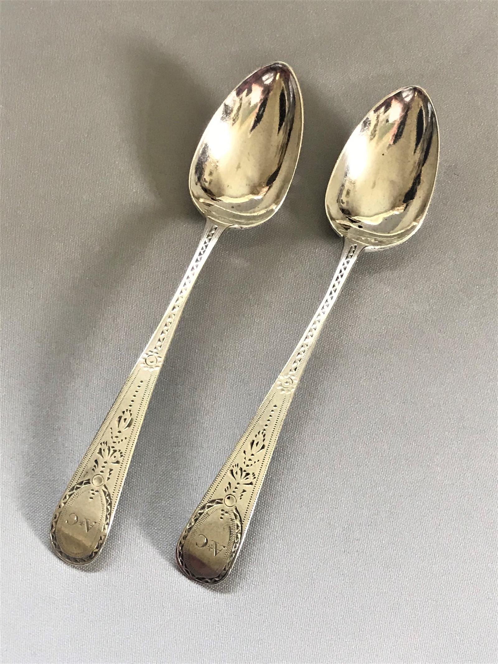 Pair of 18th Century Bright Cut Teaspoons (1 of 5) Pair of 18th Century Bright Cut Teaspoons (1 of 5)
