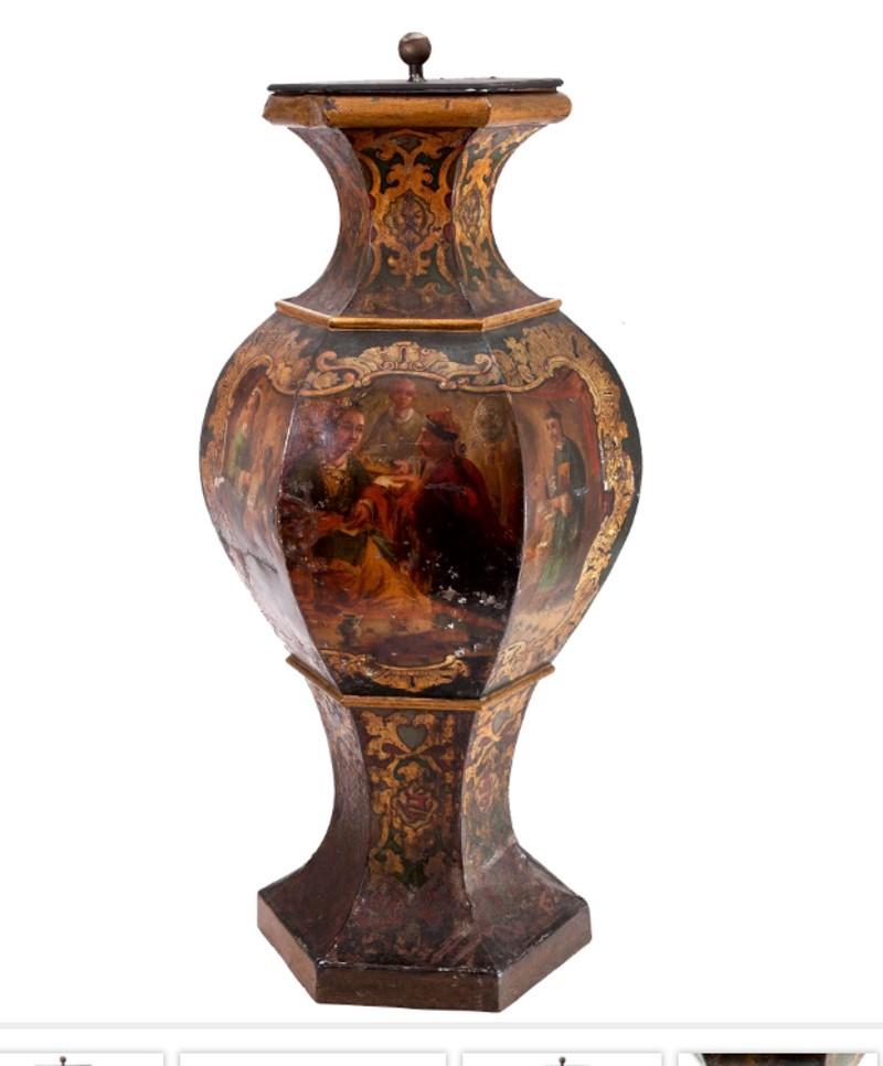 Giant Tole Tea Canister with Chinese Mandarins (1 of 8)