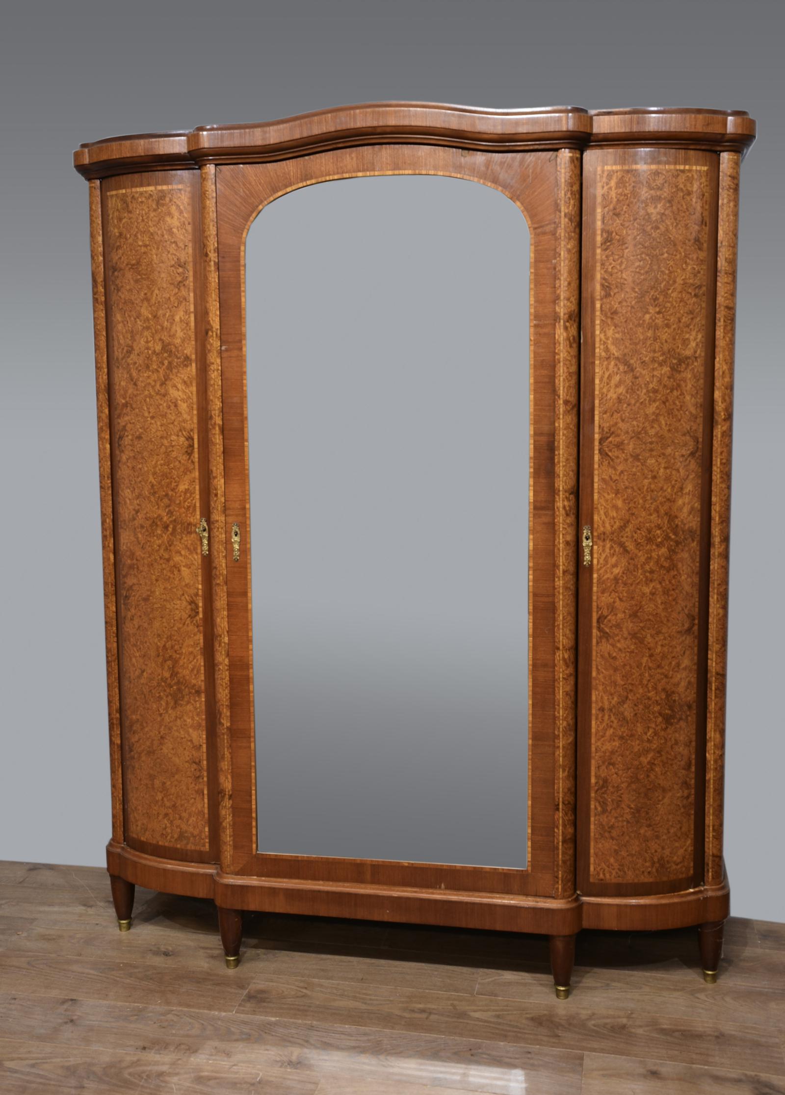 Large Antique French Aboyna Triple Wardrobe (1 of 1)