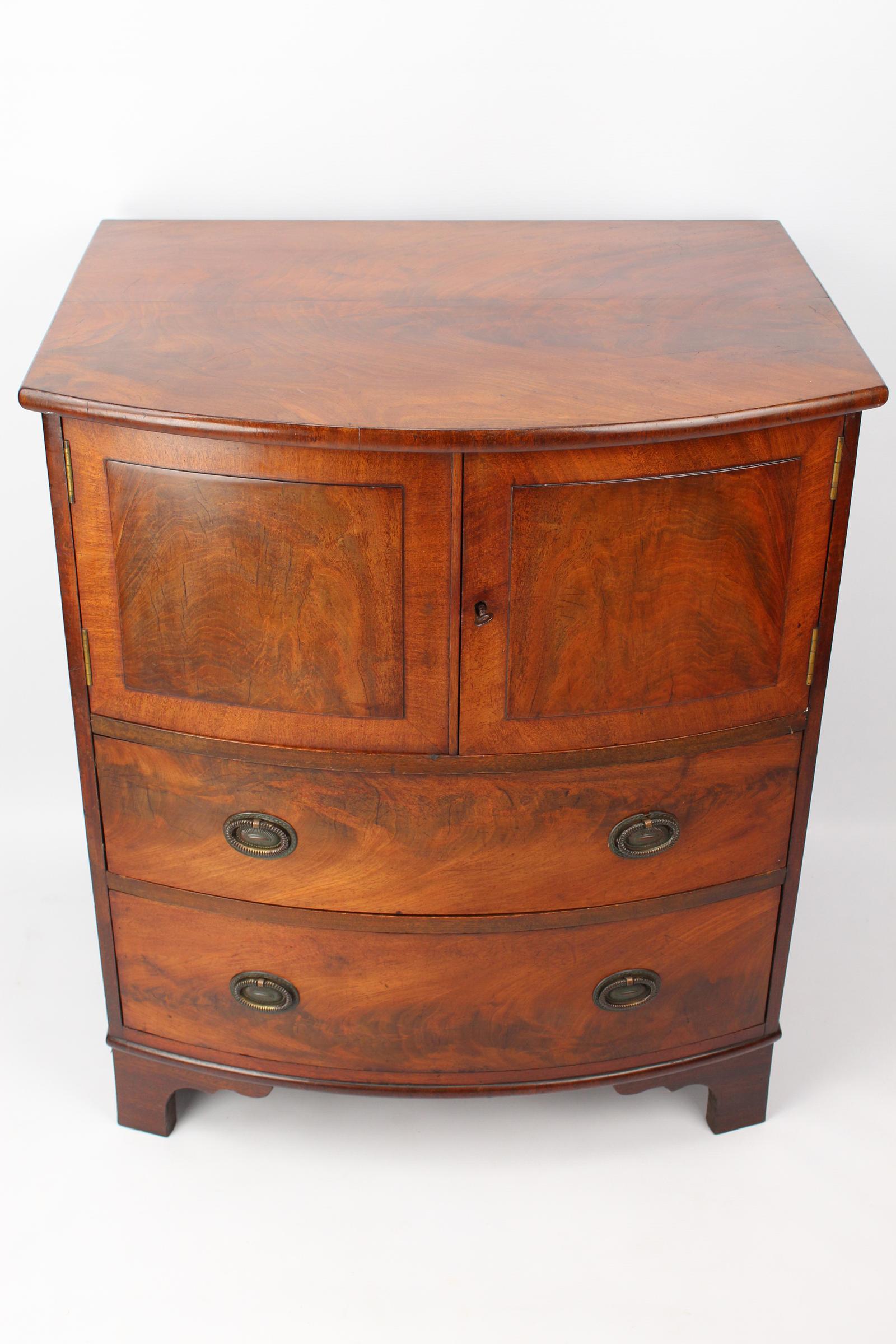 Antique Georgian Mahogany Bow Front Side Cabinet / Commode (1 of 13)