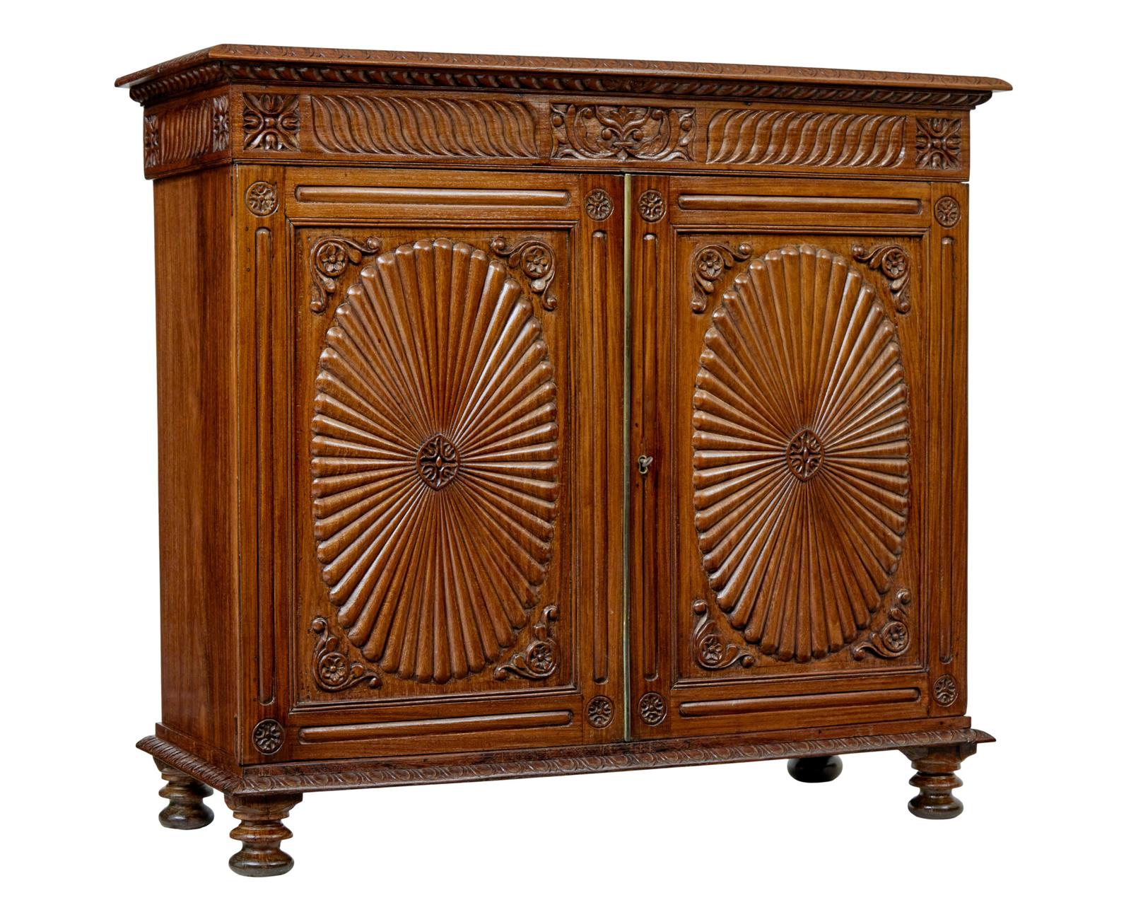 Mid 19th Century Anglo Indian Carved Padouk Cabinet (1 of 13)